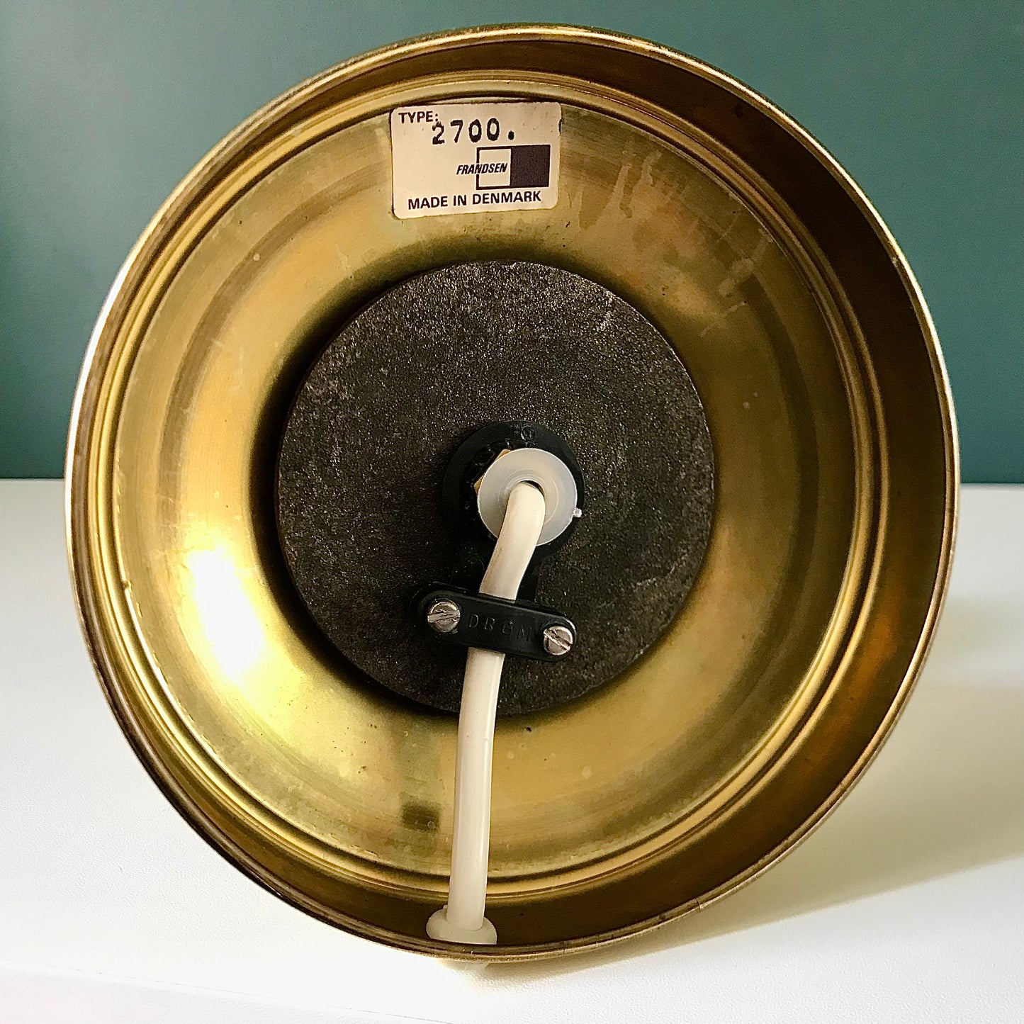 Vintage Danish Brass Frandsen Hooped Table Lamp Retro 1980s Medium