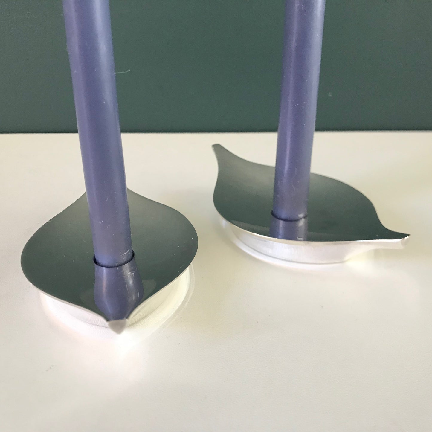 Vintage Danish Silver Candle Holders Modernist 1970s 1980s Cohr Leaf