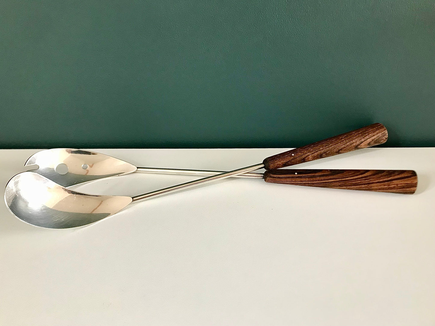 Danish Silver Teak Wood Serving Utensils Scandinavian Design Scandi Style Vintage Gifts Present