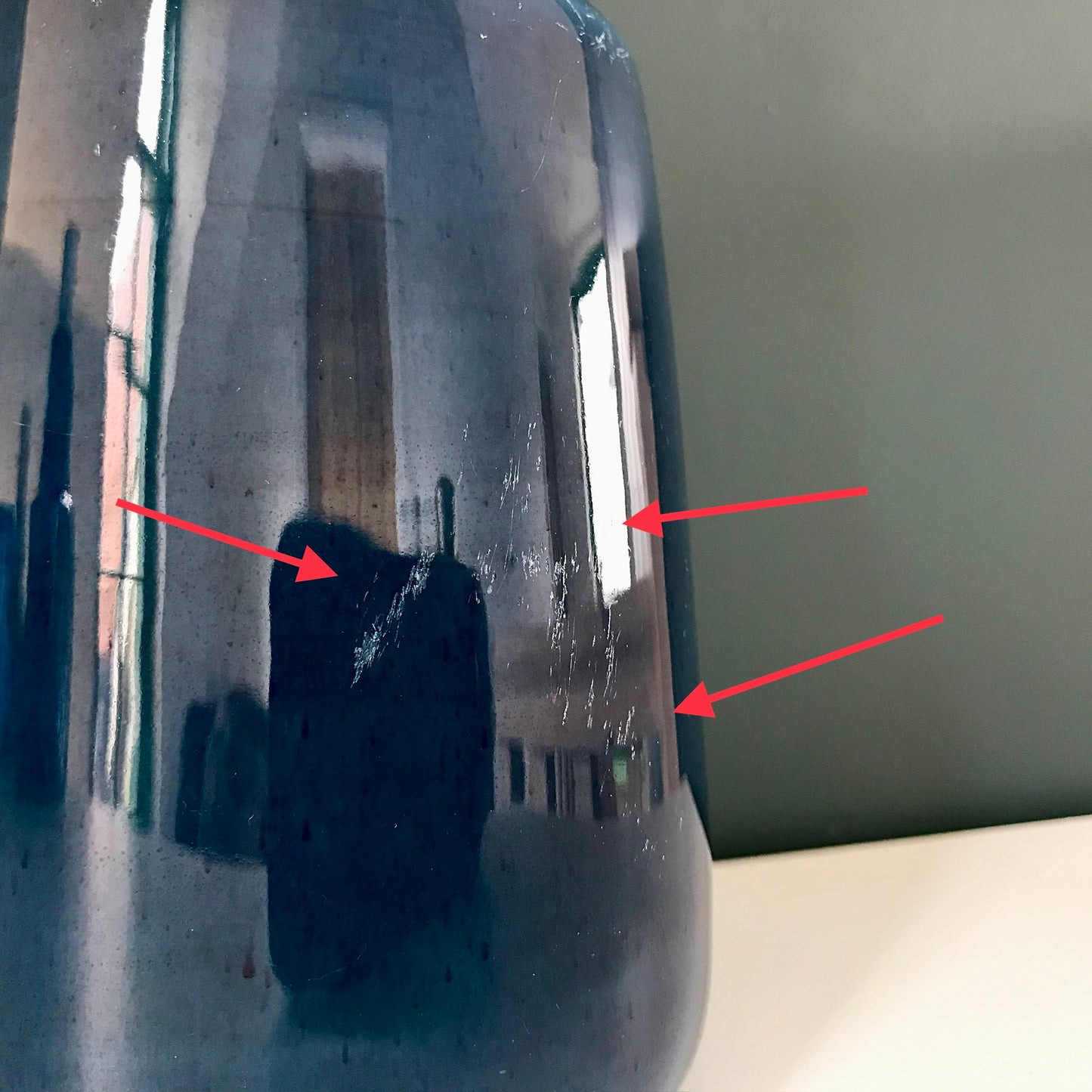 Soholm Pottery Petrol Blue Danish Ceramic Table Lamp Light