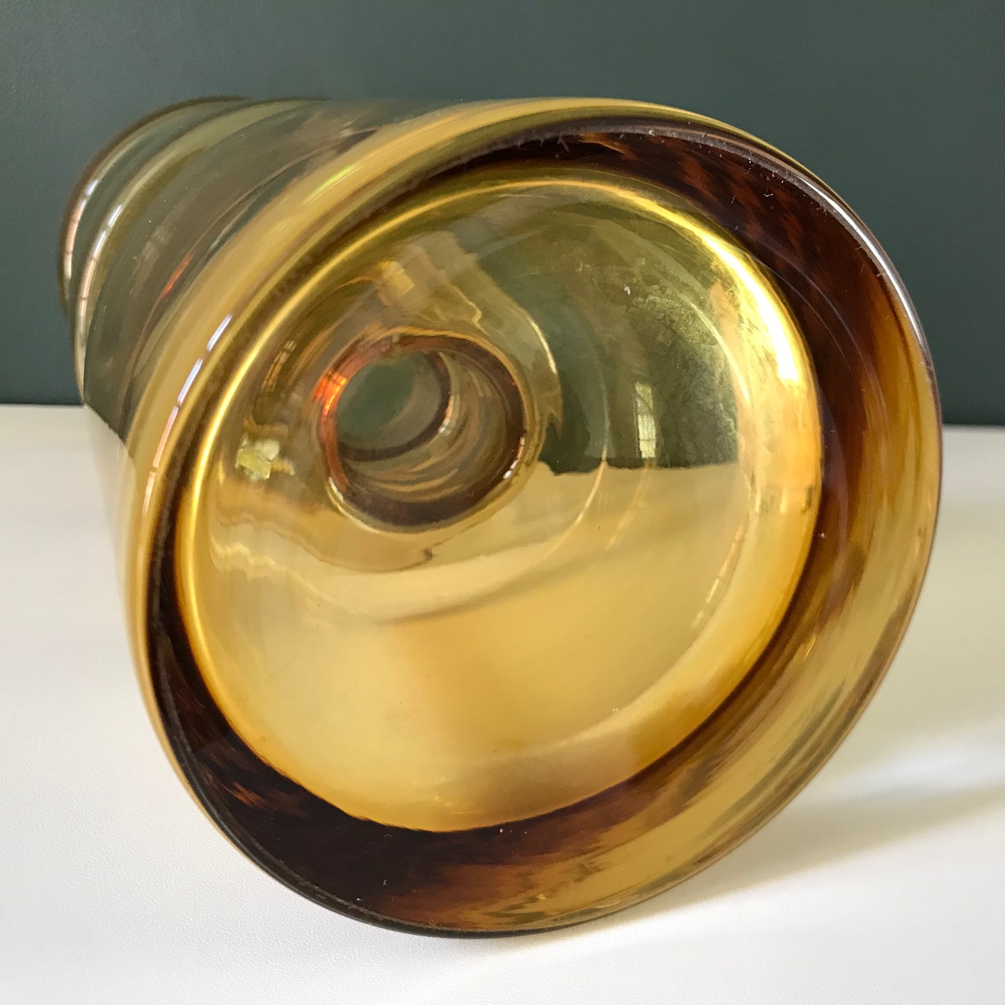 Riihimaki Amber Yellow Cog Glass Vase Tamara Aladin 1970s Scandinavian