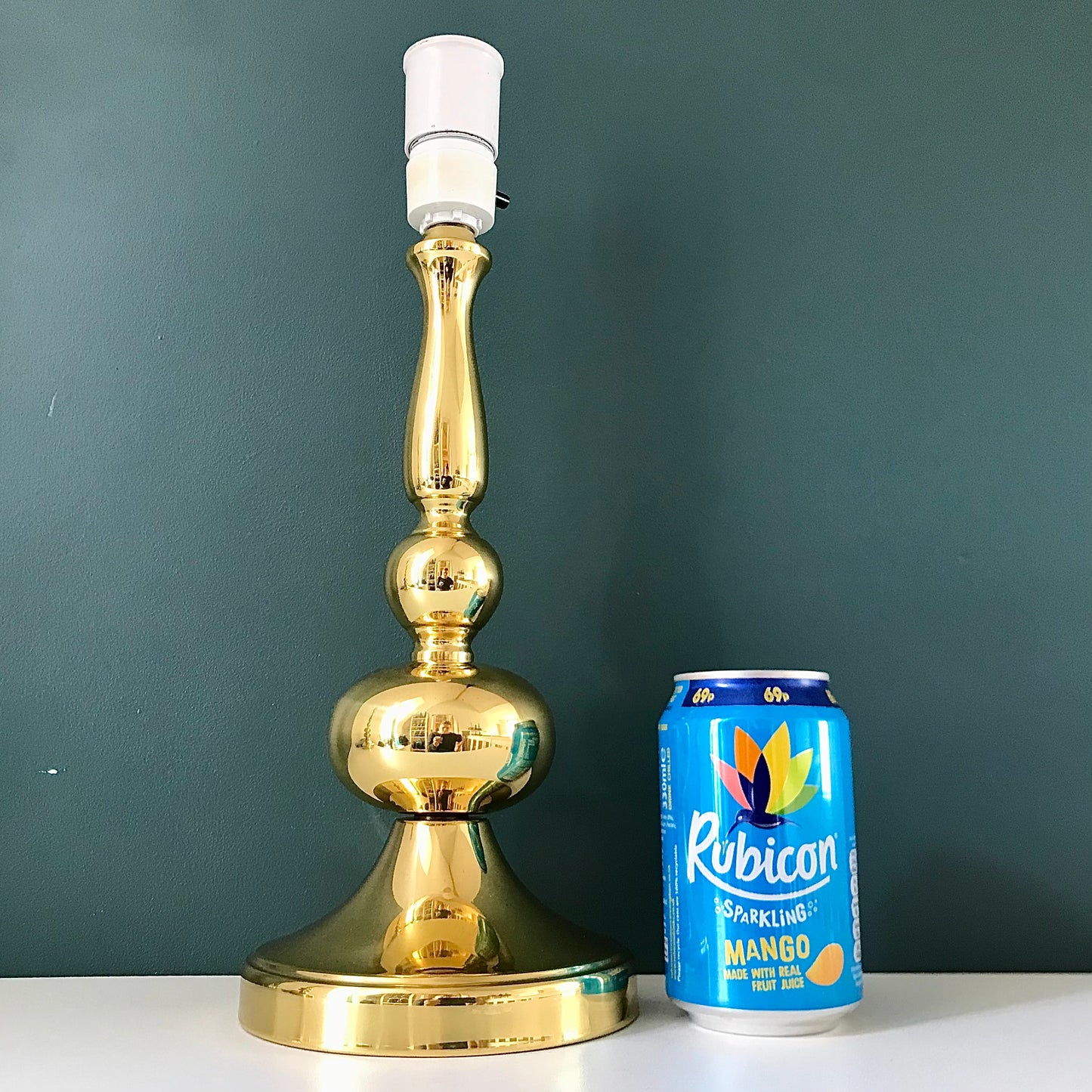 Vintage Danish Brass Frandsen Hooped Table Lamp Retro 1980s Medium