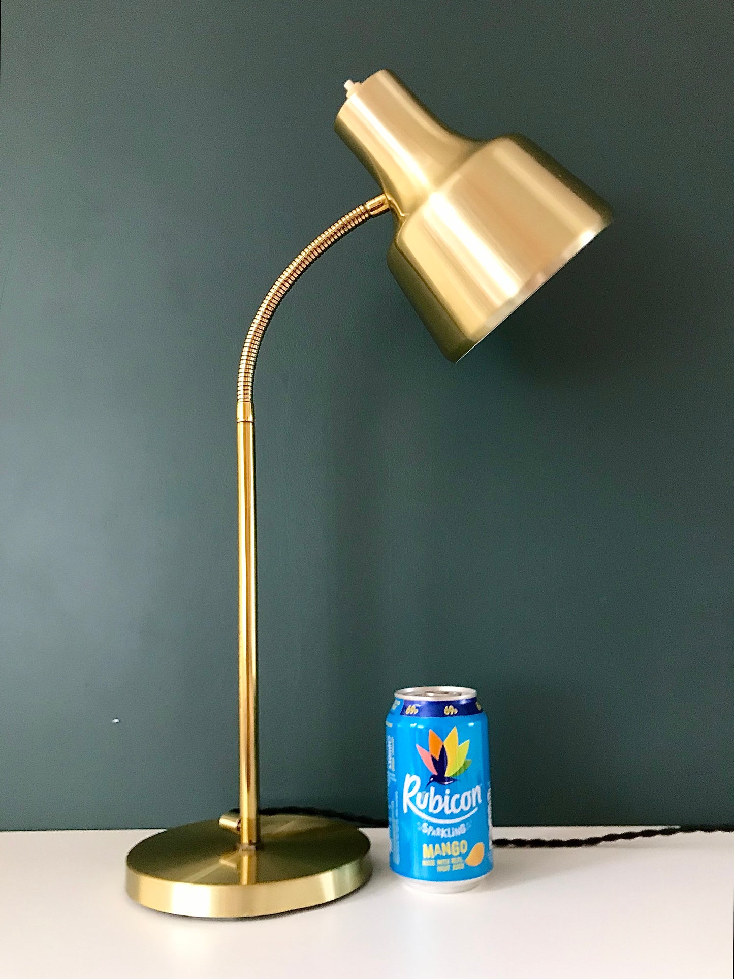 Vintage Danish Brass Desk Office Lamp Retro Gold Design 1960s 1970s