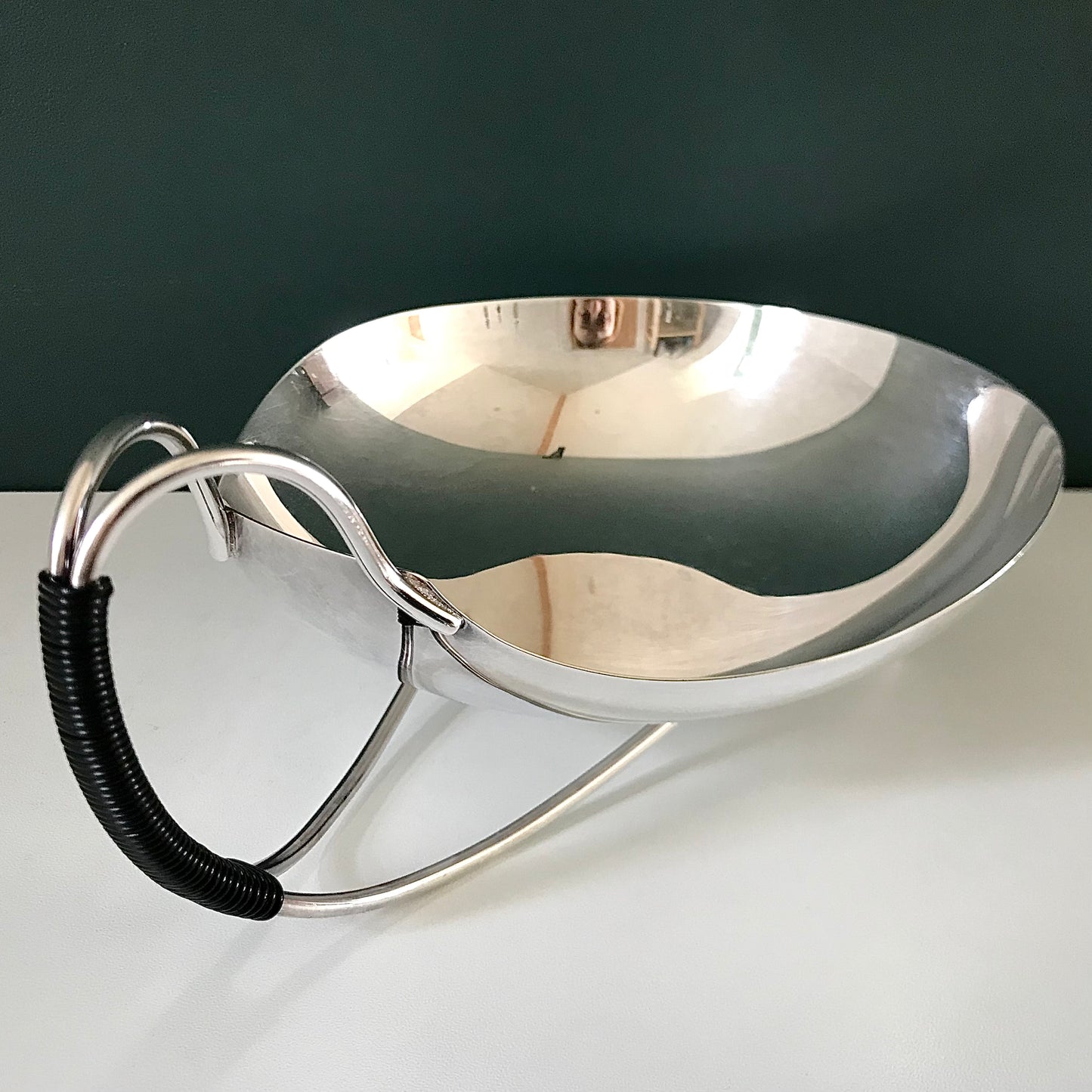 Vintage Deco Style Danish Silver Rattan Dish