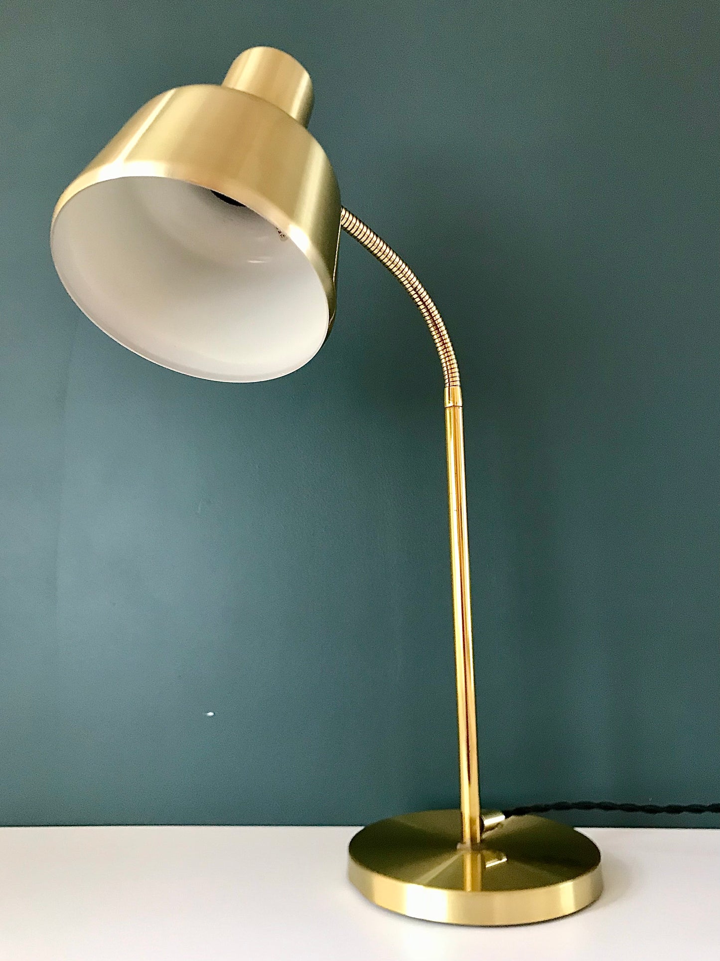 Vintage Danish Brass Desk Office Lamp Retro Gold Design 1960s 1970s