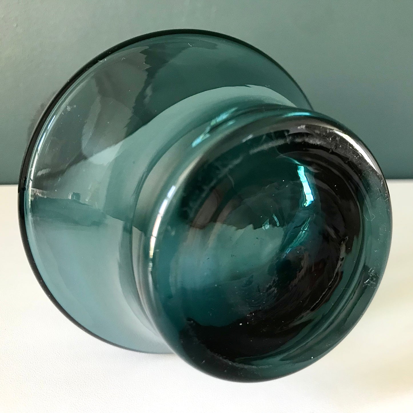 Riihimaki Finnish Steel Blue Glass Vase 1960s 1970s