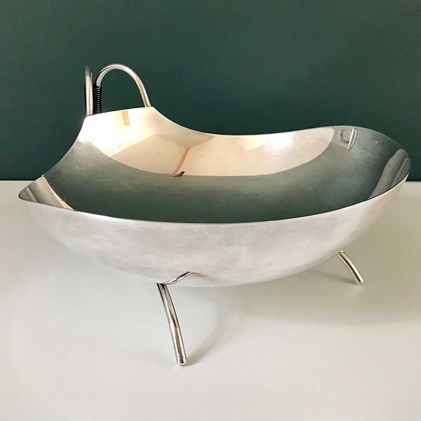 Vintage Deco Style Danish Silver Rattan Dish
