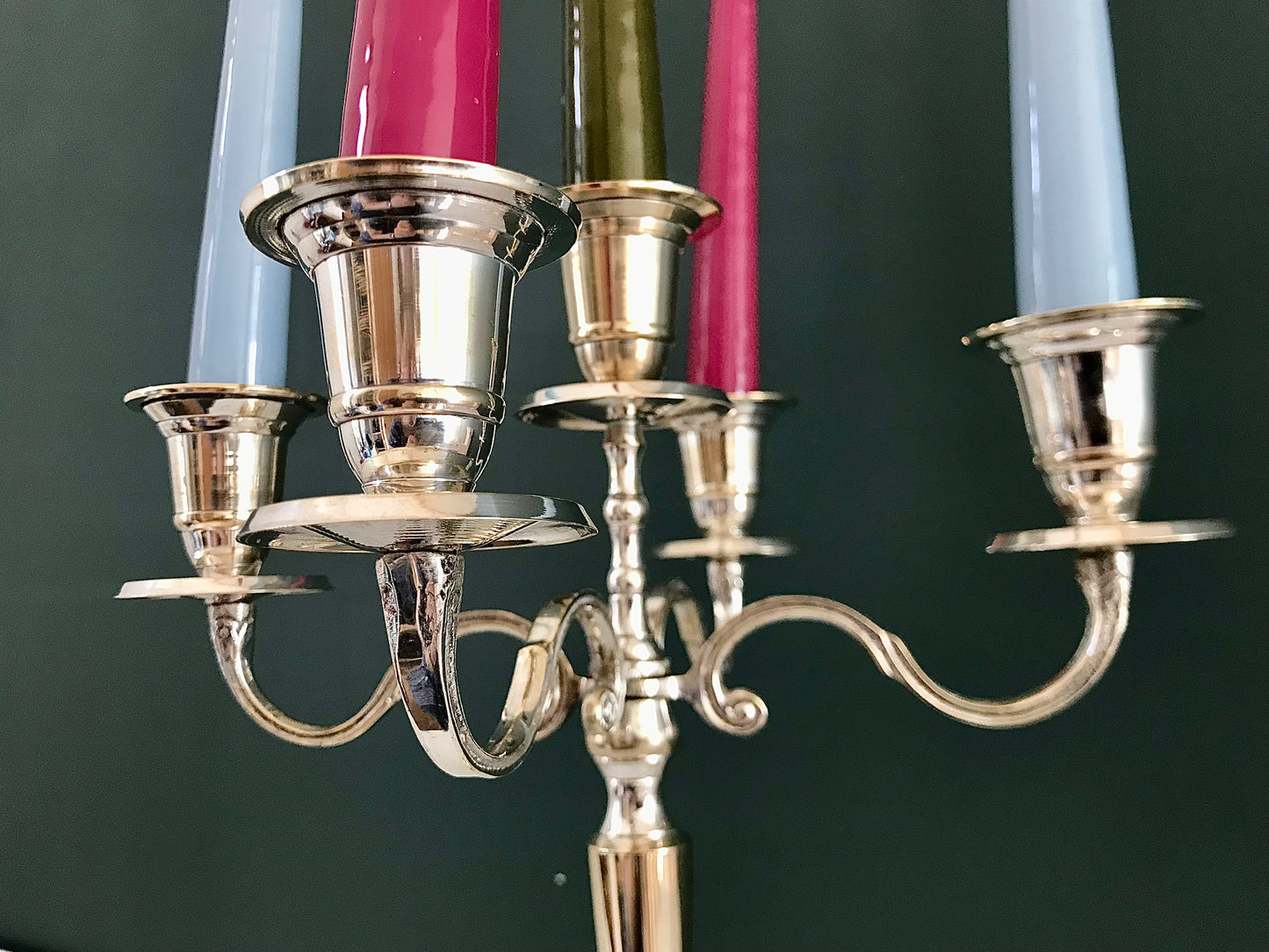 Vintage Danish Silver Candle Stick Candleabra Modernist 1950s 1960s