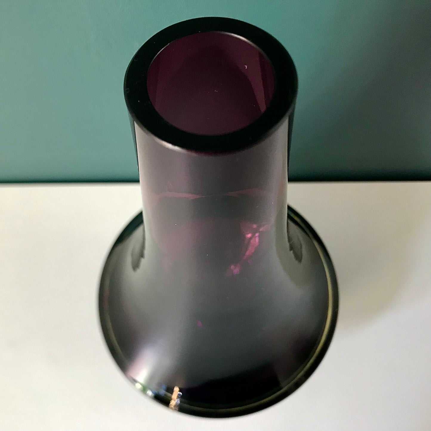 Riihimaki Amethyst Purple Glass Vase Finnish Violet 1379 Vintage 1960s 1970s Retro