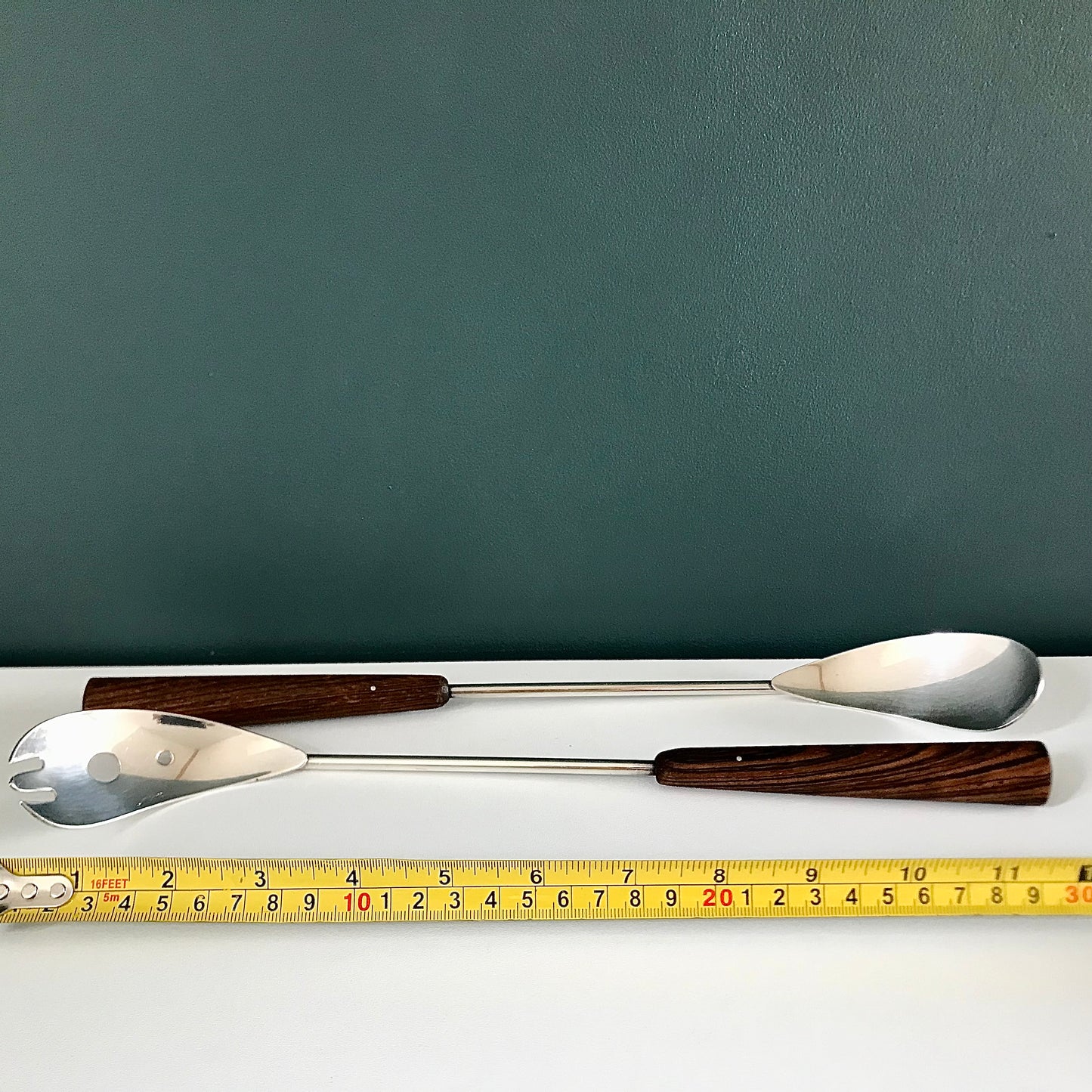 Danish Silver Teak Wood Serving Utensils Scandinavian Design Scandi Style Vintage Gifts Present