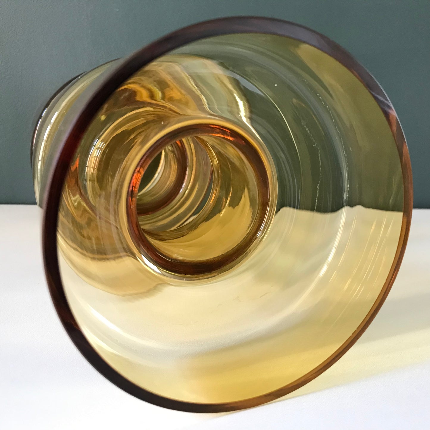 Riihimaki Amber Yellow Cog Glass Vase Tamara Aladin 1970s Scandinavian