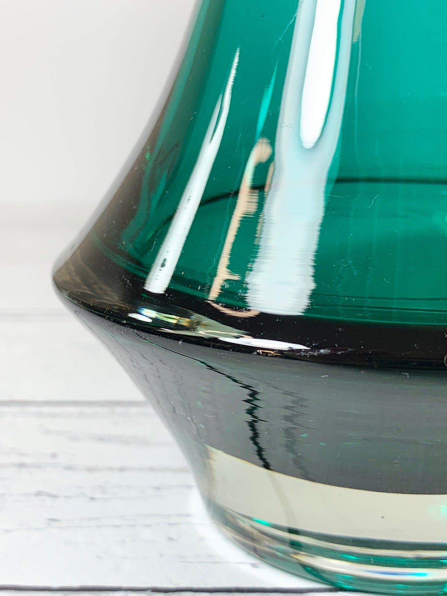 Riihimaki Turquoise Aqua Green Glass Vase Rocket 1960s 1970s Vintage Scandinavian Finnish Retro Present Emerald Gifts