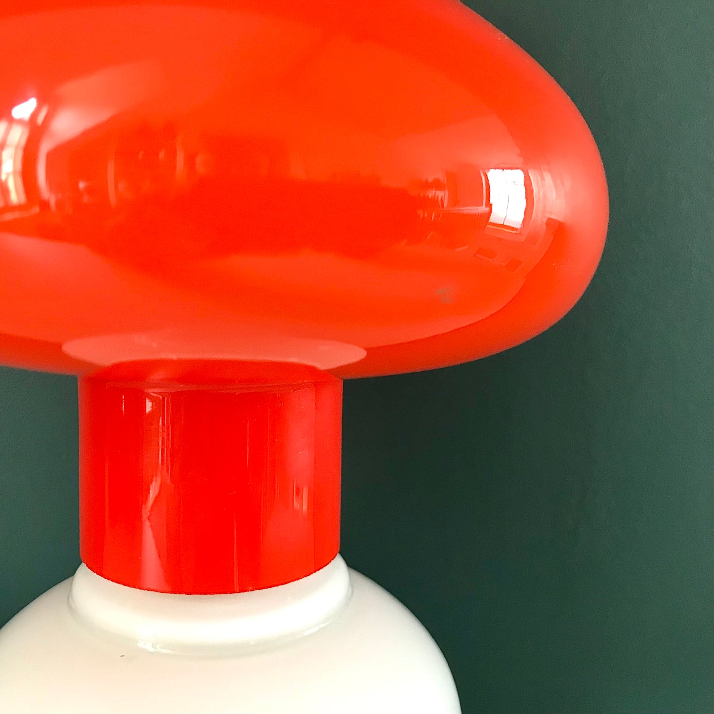 Danish Orange Hooped Glass Table Lamp Atomic Era 1960s 1970s Retro Vintage