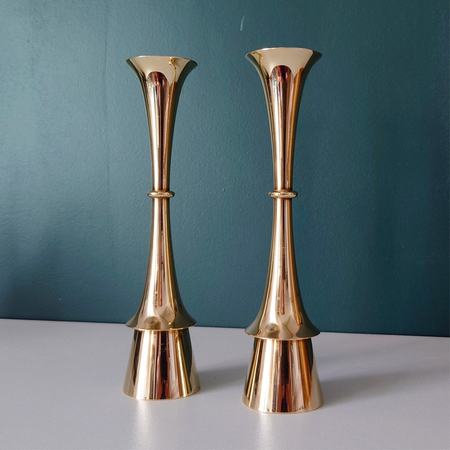 Vintage Danish Brass Candle Sticks Holder Quistgaard Retro 1950s 1960s Scandinavian