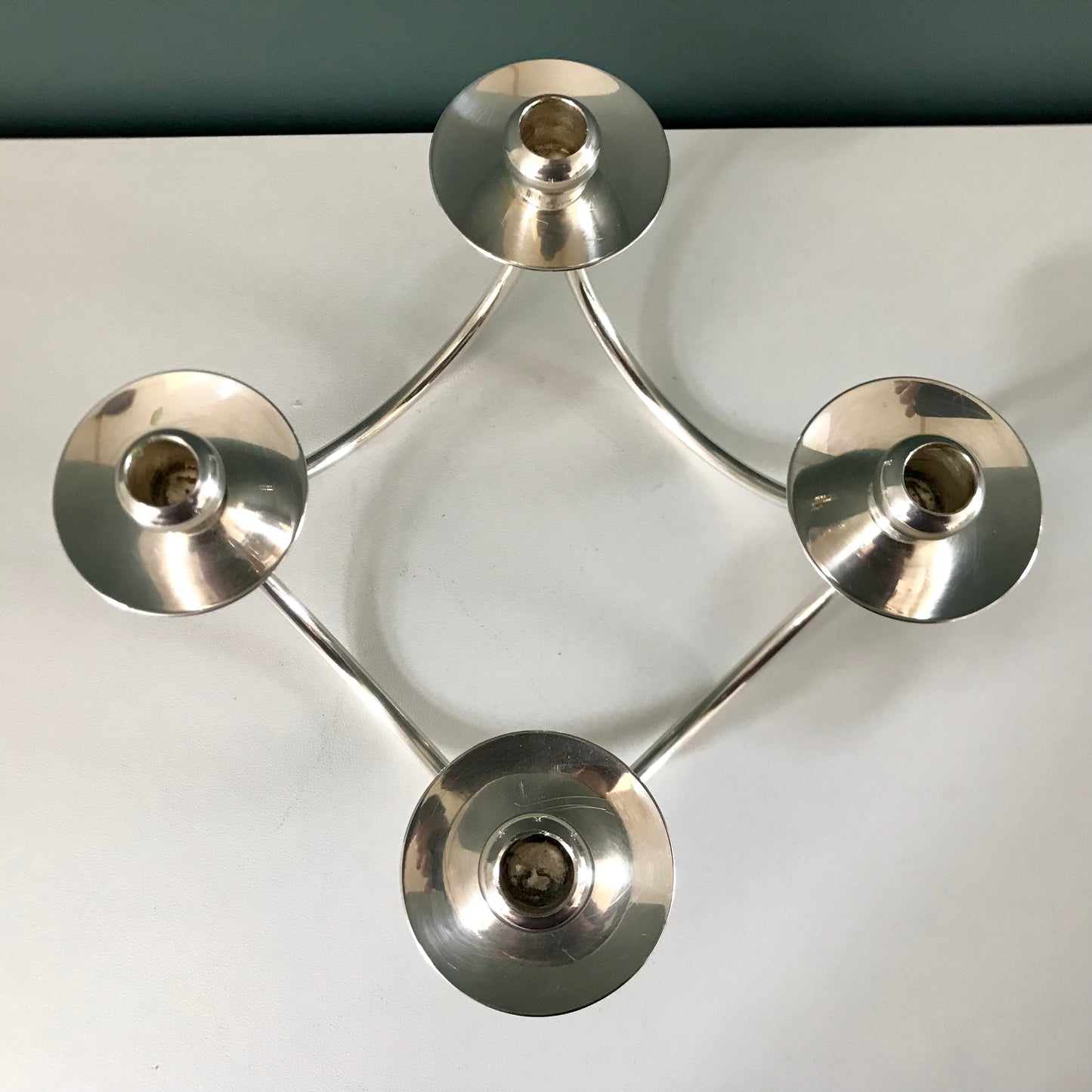 Vintage Danish Silver Candle Holder Candleabra Modernist 1950s 1960s Berg