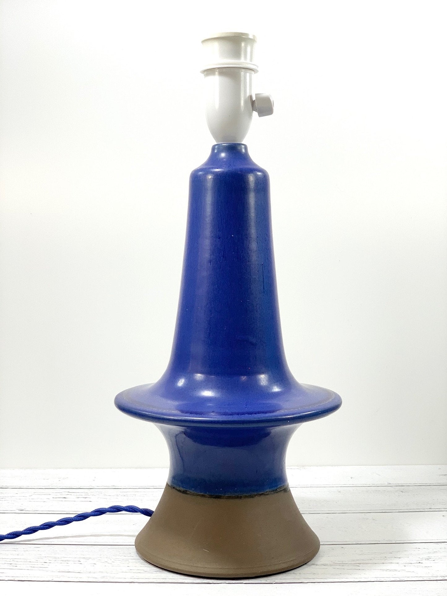 Danish Haresfur Pottery Blue UFO Table Lamp Palshus Ceramic Vintage Scandinavian Lighting Retro Atomic Era Design - Scandiwegians