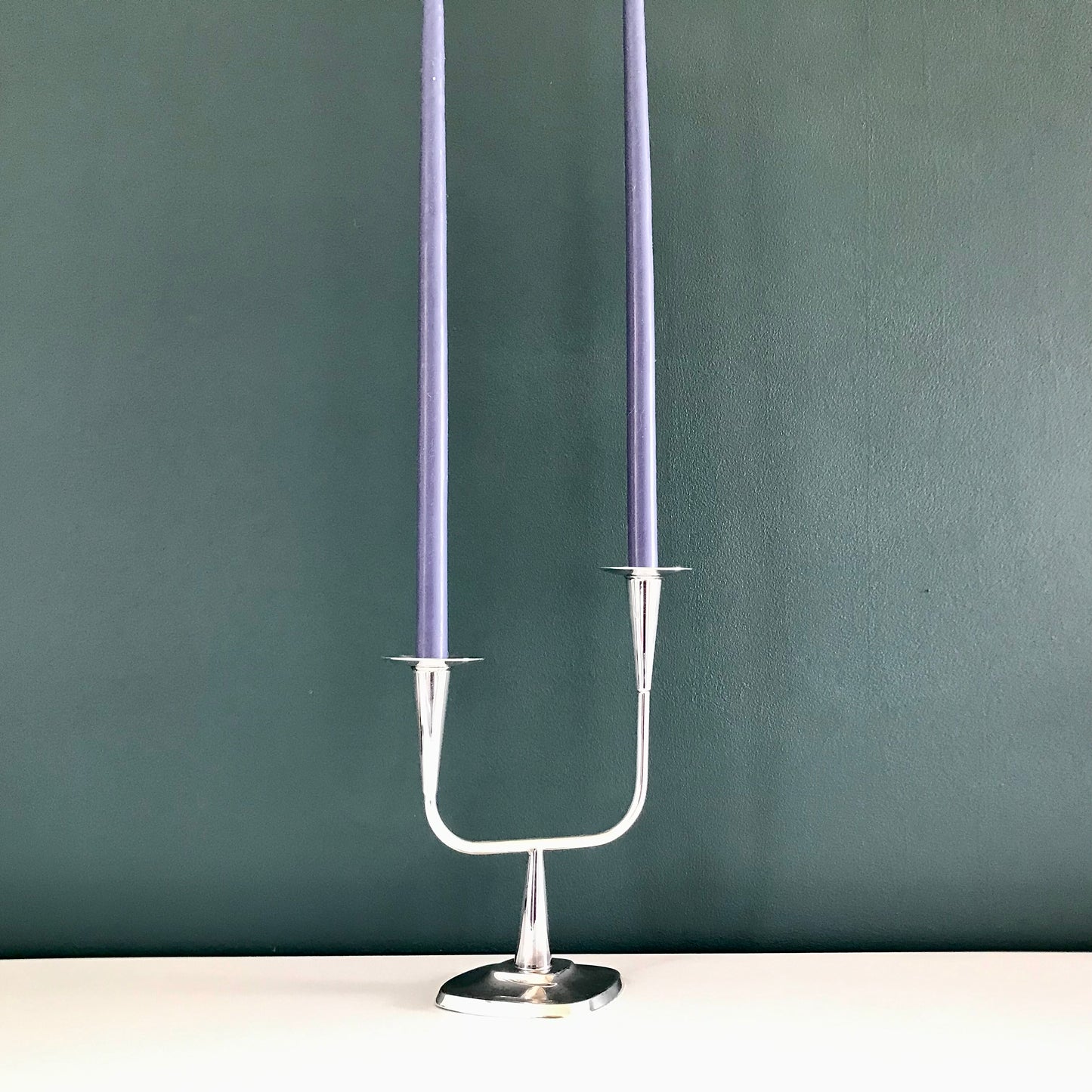 Vintage Danish Silver Candle Holder Candleabra Modernist 1950s 1960s Berg