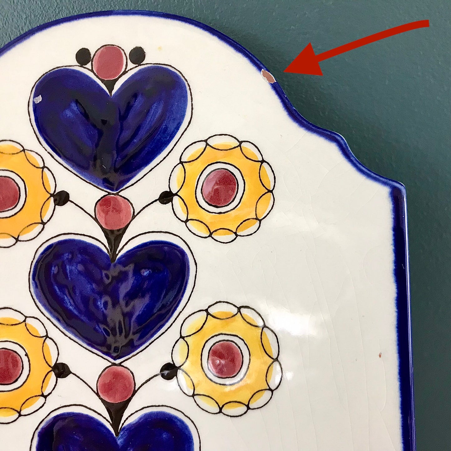 Knabstrup Danish Blue Wall Candle Holder Sconce Traditional Scandi Folk Art 1960s 1970s