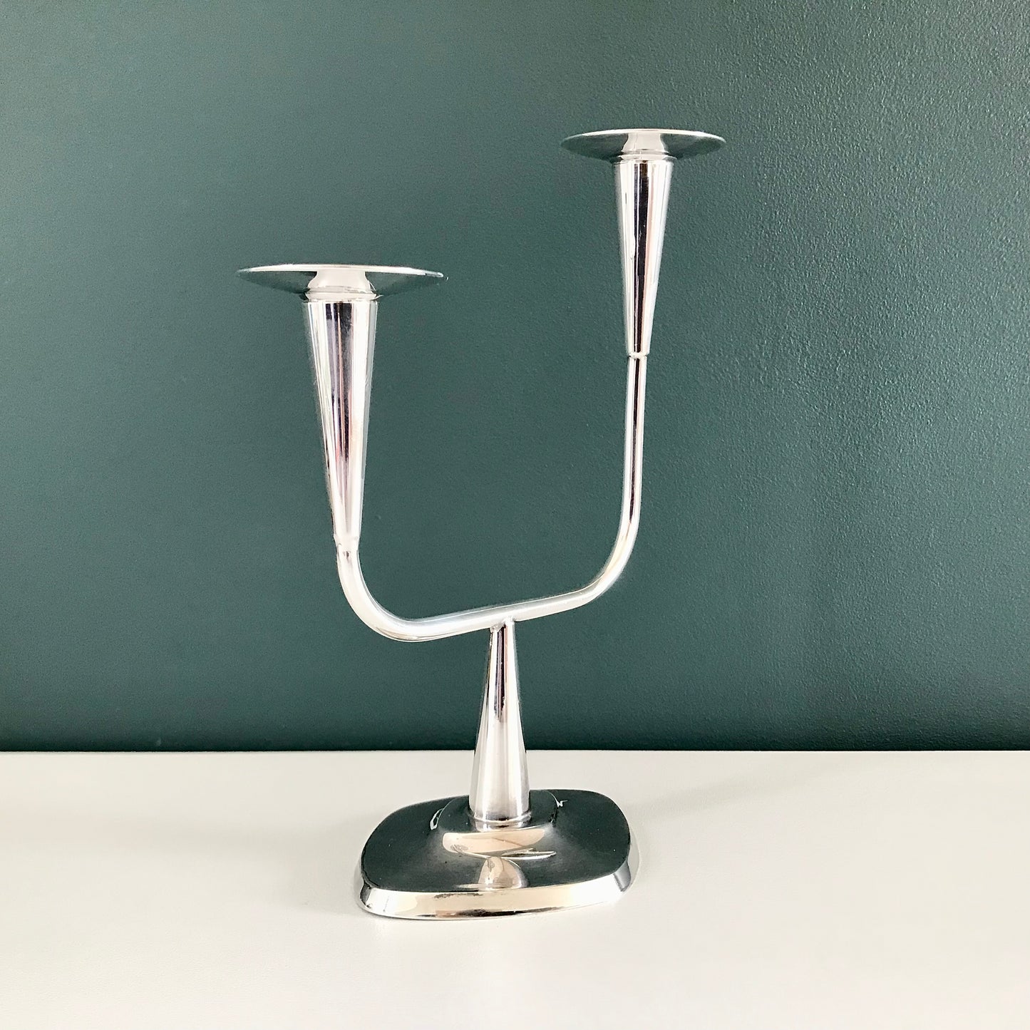 Vintage Danish Silver Candle Holder Candleabra Modernist 1950s 1960s Berg