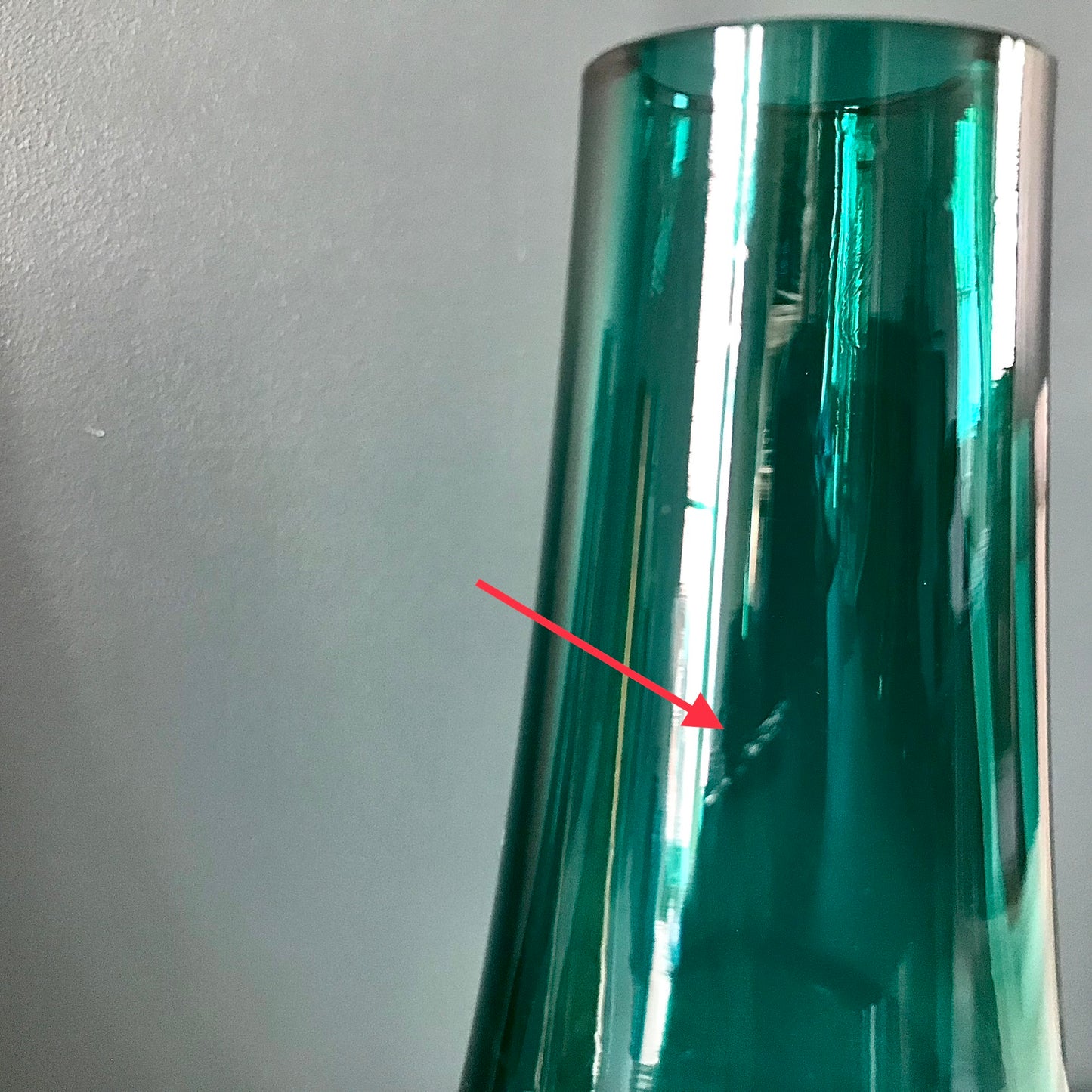 Riihimaki Turquoise Aqua Green Glass Vase Rocket 1960s 1970s Vintage Scandinavian Finnish Retro Present Emerald Gifts