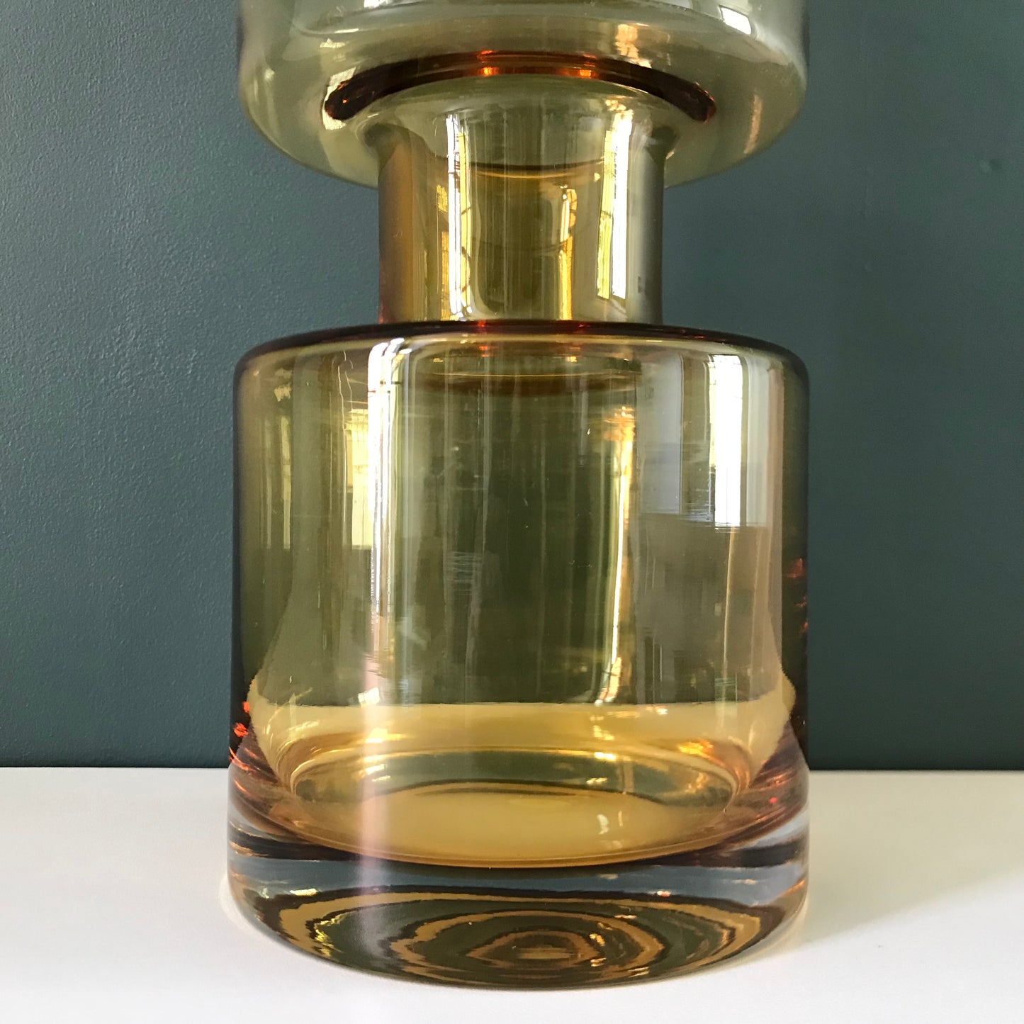 Riihimaki Amber Yellow Cog Glass Vase Tamara Aladin 1970s Scandinavian