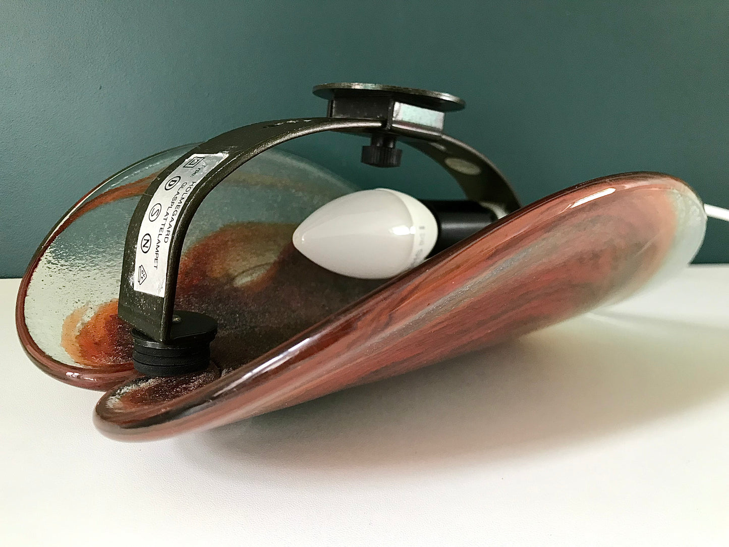 Holmegaard Danish Red Glass Wall Light Sconce Plaque Glasplatte 1970s