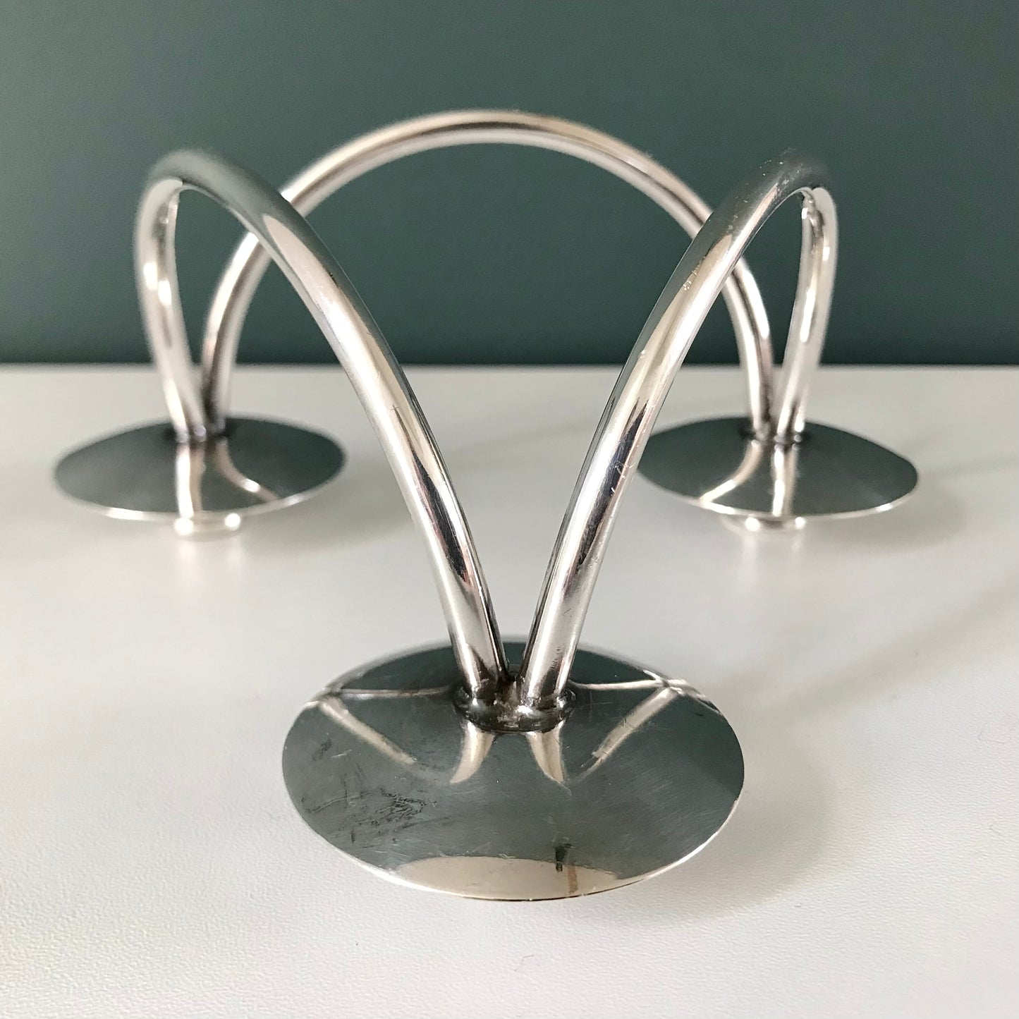 Vintage Danish Silver Candle Holder Candleabra 3 Prong Modernist 1950s 1960s