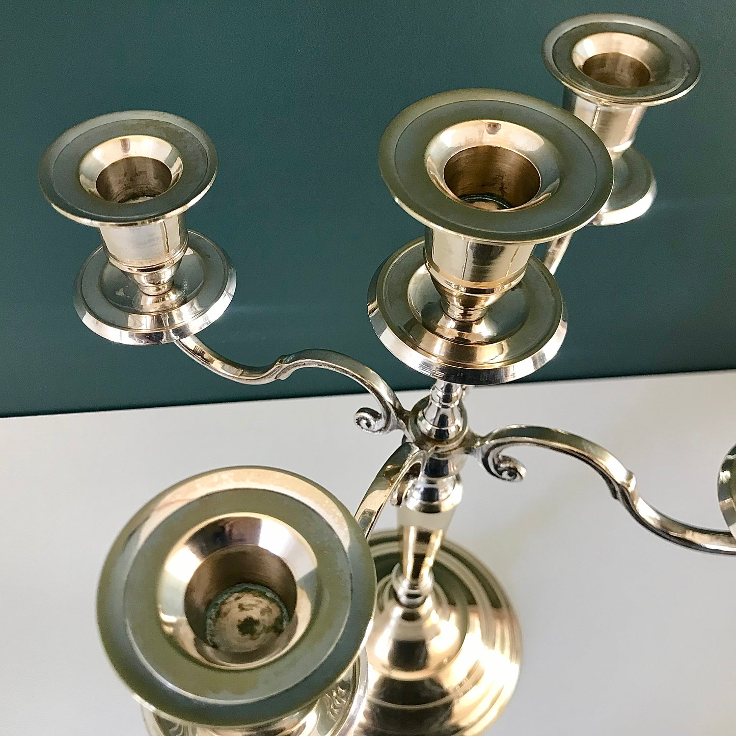 Vintage Danish Silver Candle Stick Candleabra Modernist 1950s 1960s