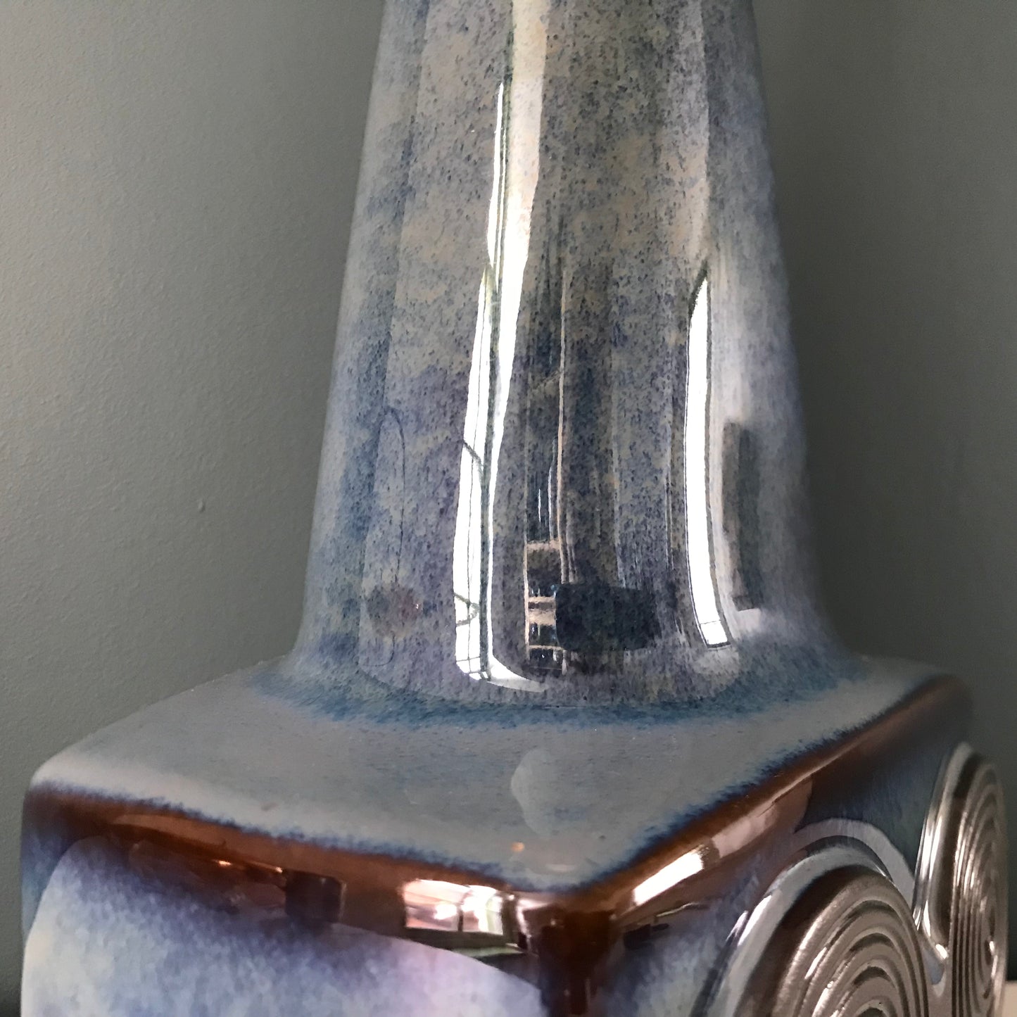 Soholm Blue Danish Ceramic Table Lamp Vintage 1960s Retro Scandinavian Light 1095