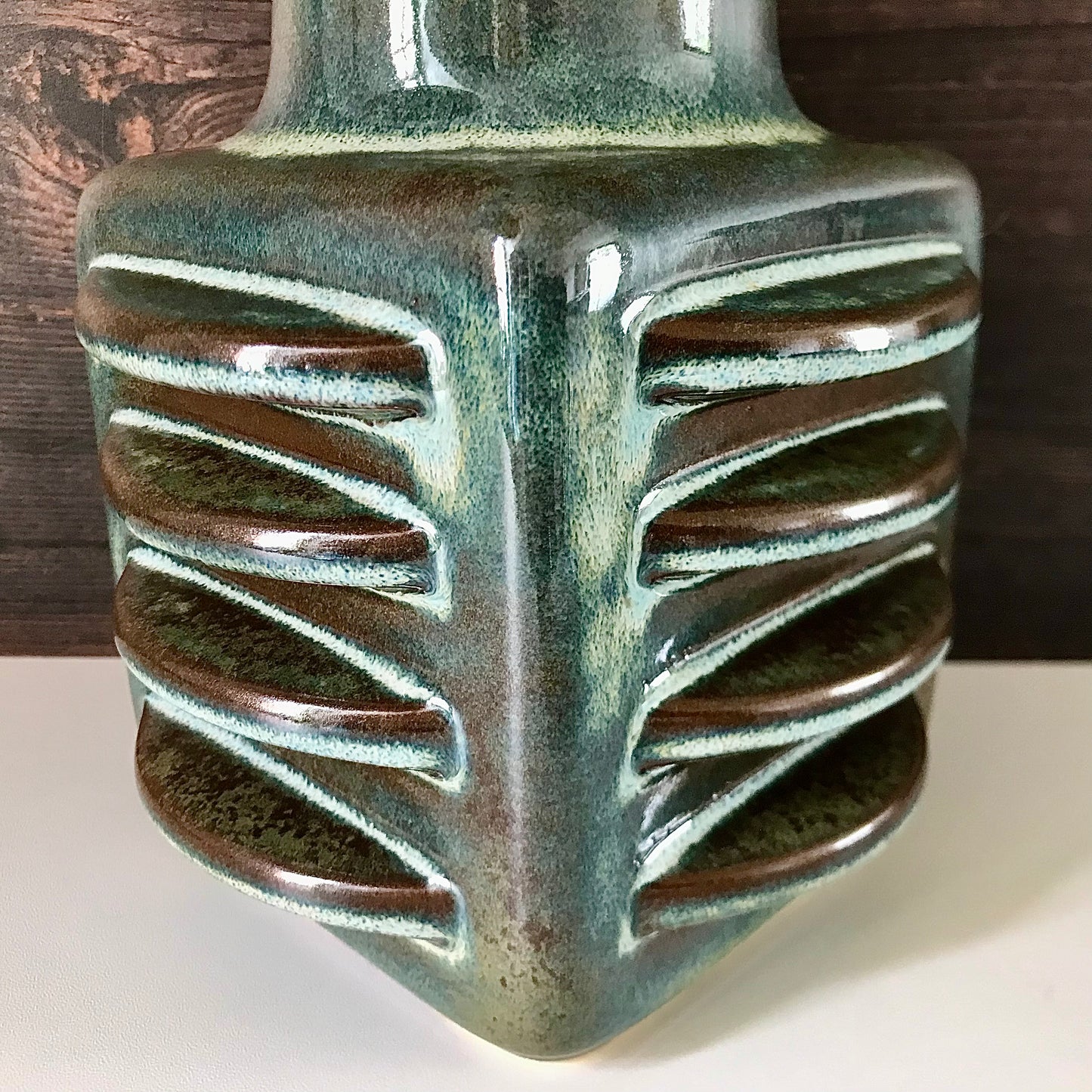 RESERVED HUGE Soholm Blue Green Danish Vase 1960s Pottery Retro Scandinavian 3407