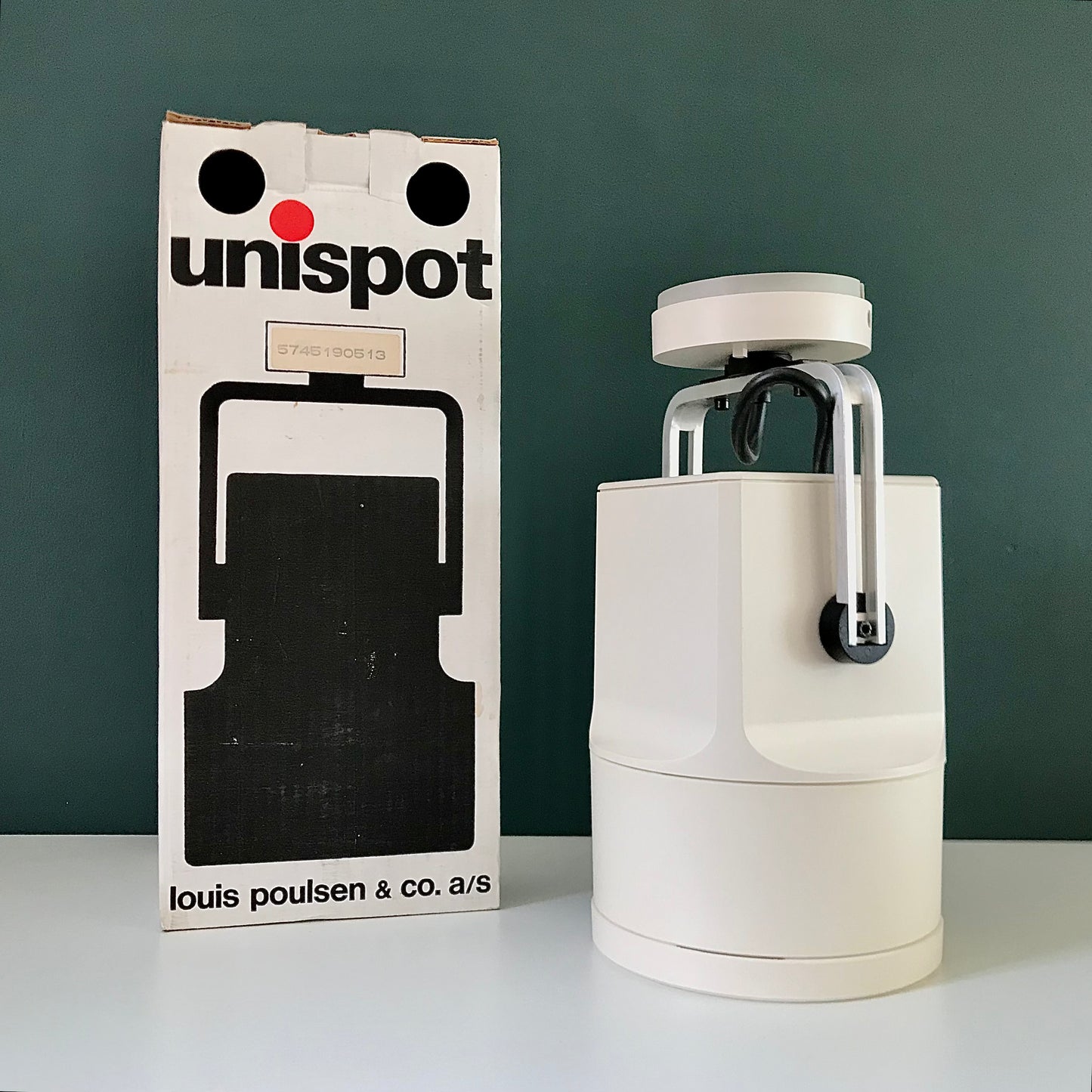 Louis Poulsen Danish White Unispot Storebror Spotlight Wall Lamp Sconce Industrial 1970s Retro Table Light