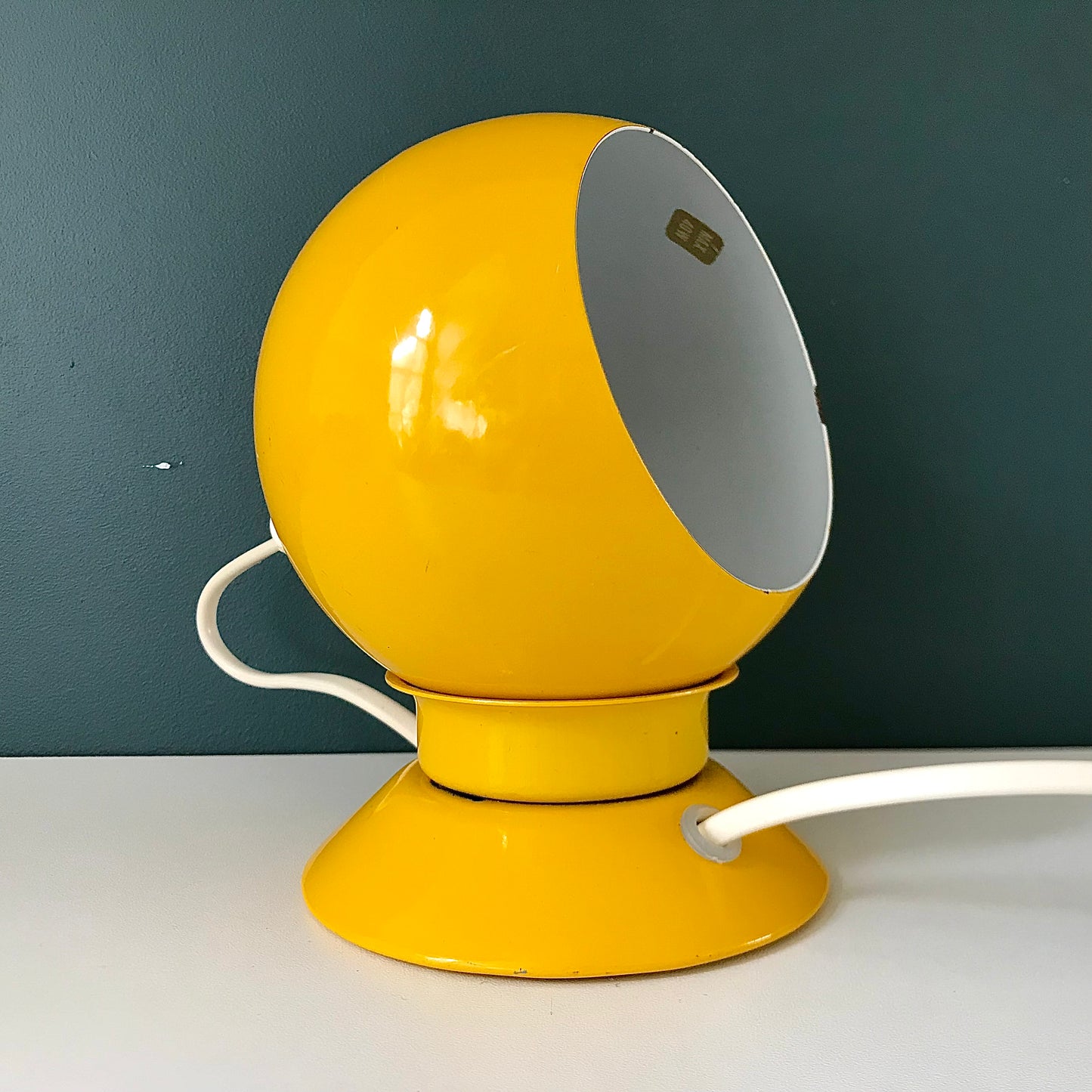 Danish Frandsen Yellow Ball Table Lamp 1970s Retro Light Atomic Era