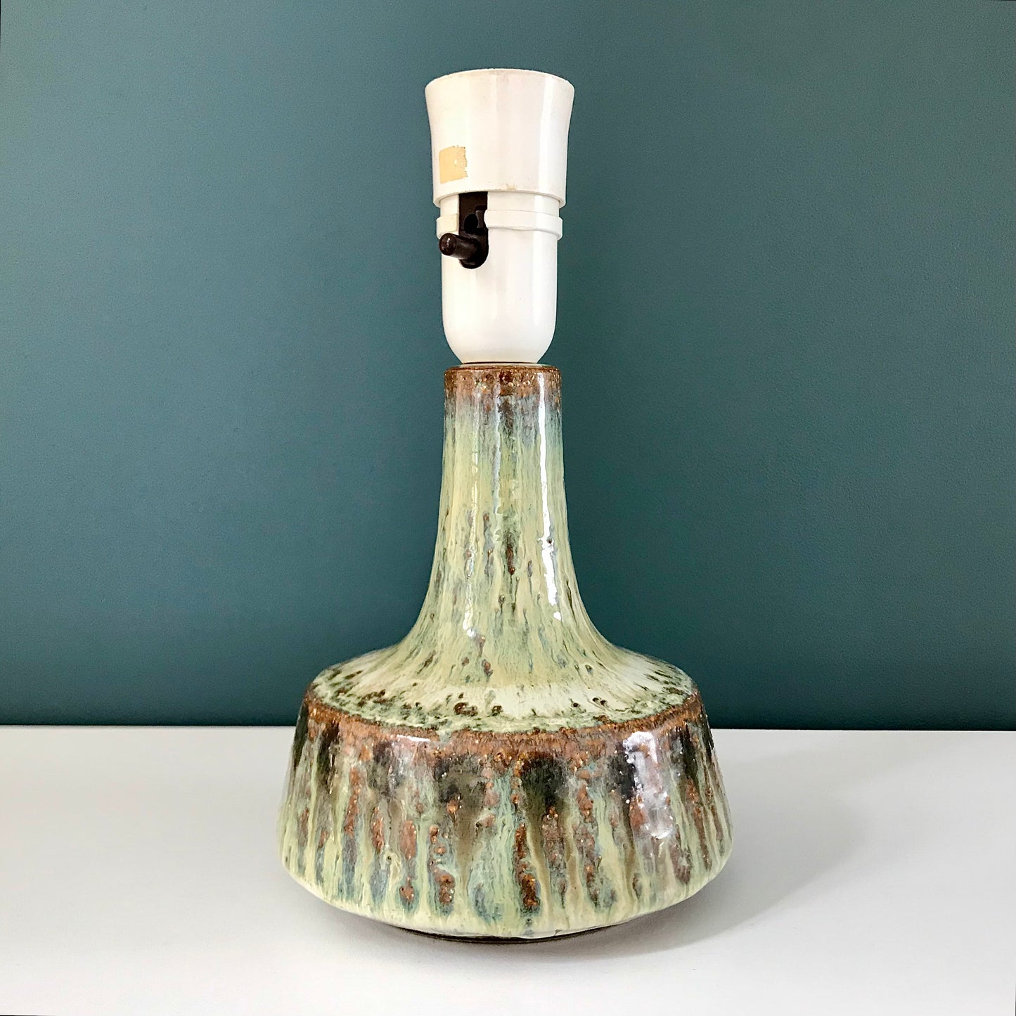 Soholm Green Yellow Danish Ceramic Table Lamp Scandinavian 3066