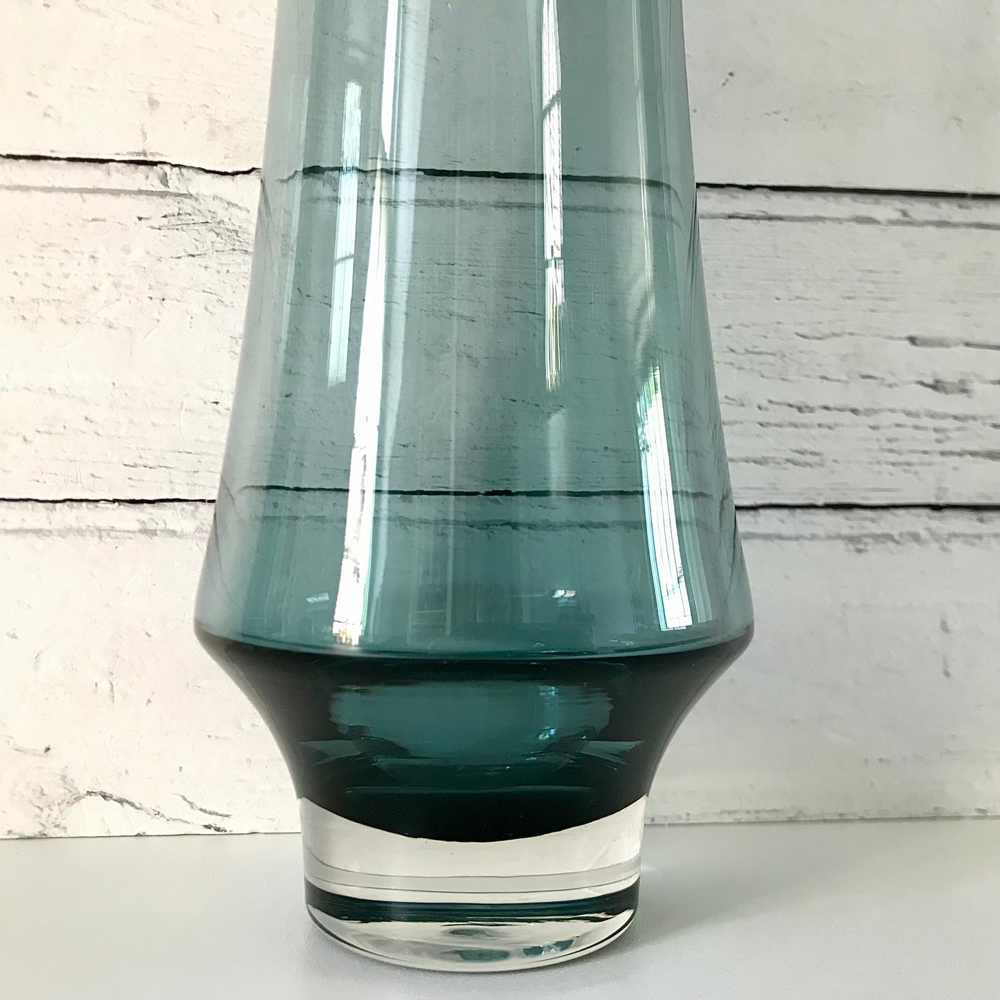 Riihimaki Finnish Steel Blue Glass Vase 1960s 1970s