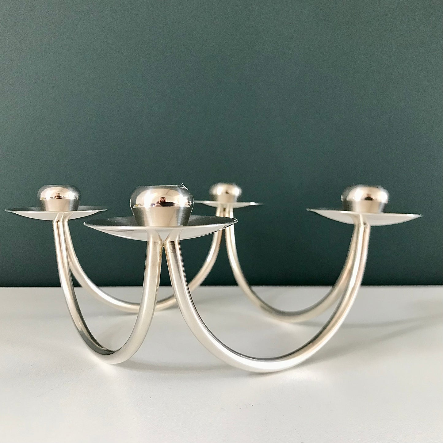 Vintage Danish Silver Candle Holder Candleabra Modernist 1950s 1960s Berg