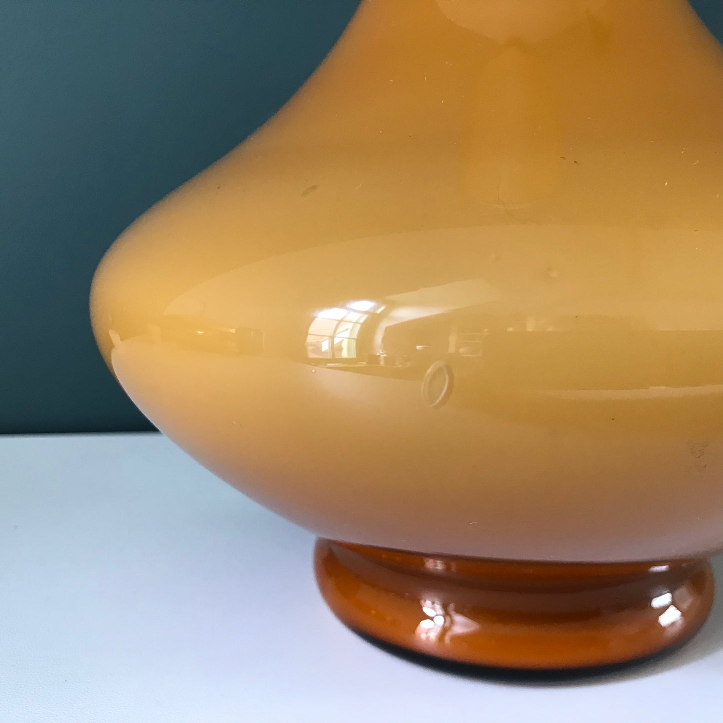 Vintage Yellow Glass Table Lamp Holmegaard Danish 1960s 1970s Scandinavian Italian Retro Vintage
