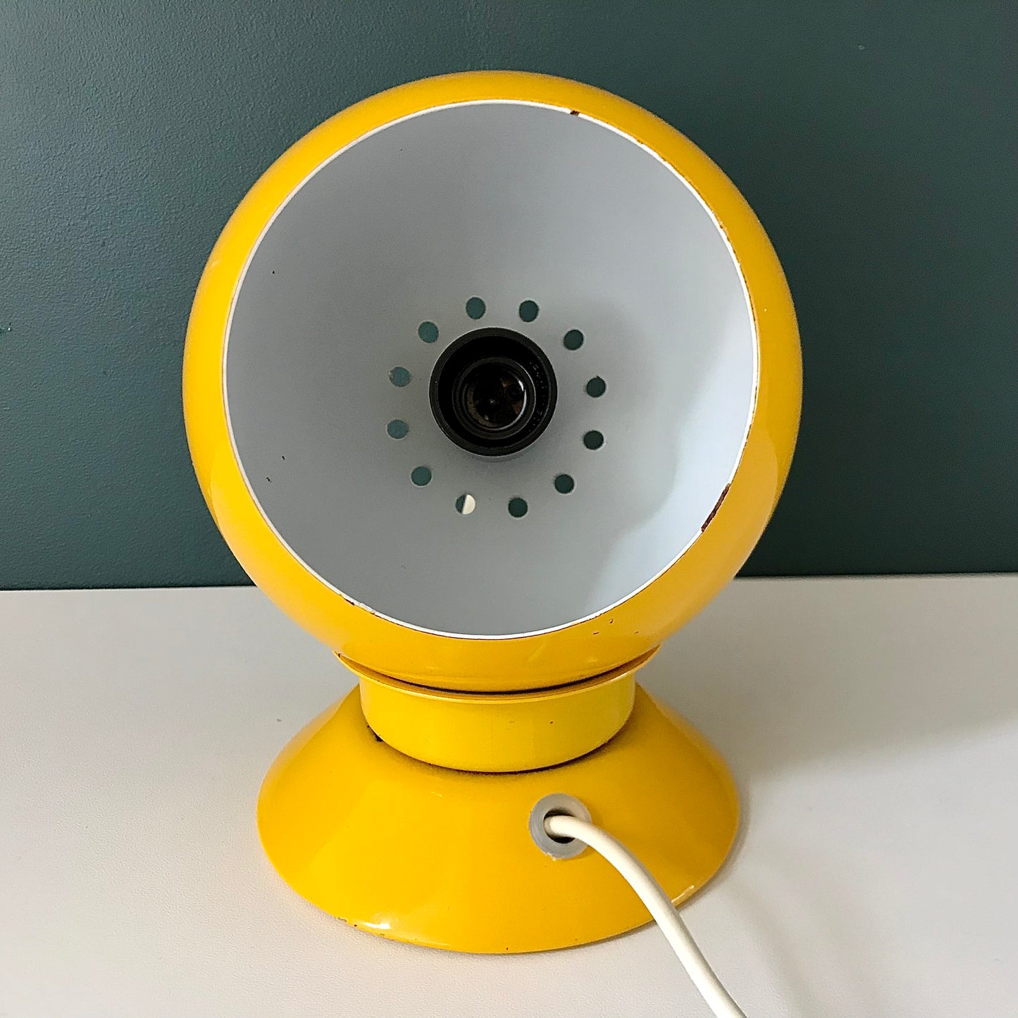 Danish Frandsen Yellow Ball Table Lamp 1970s Retro Light Atomic Era