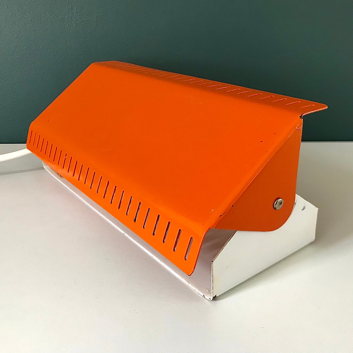 Danish Orange Wall Lamp Sconce Retro 1970s 1980s Scandinavian Light Industrial Style