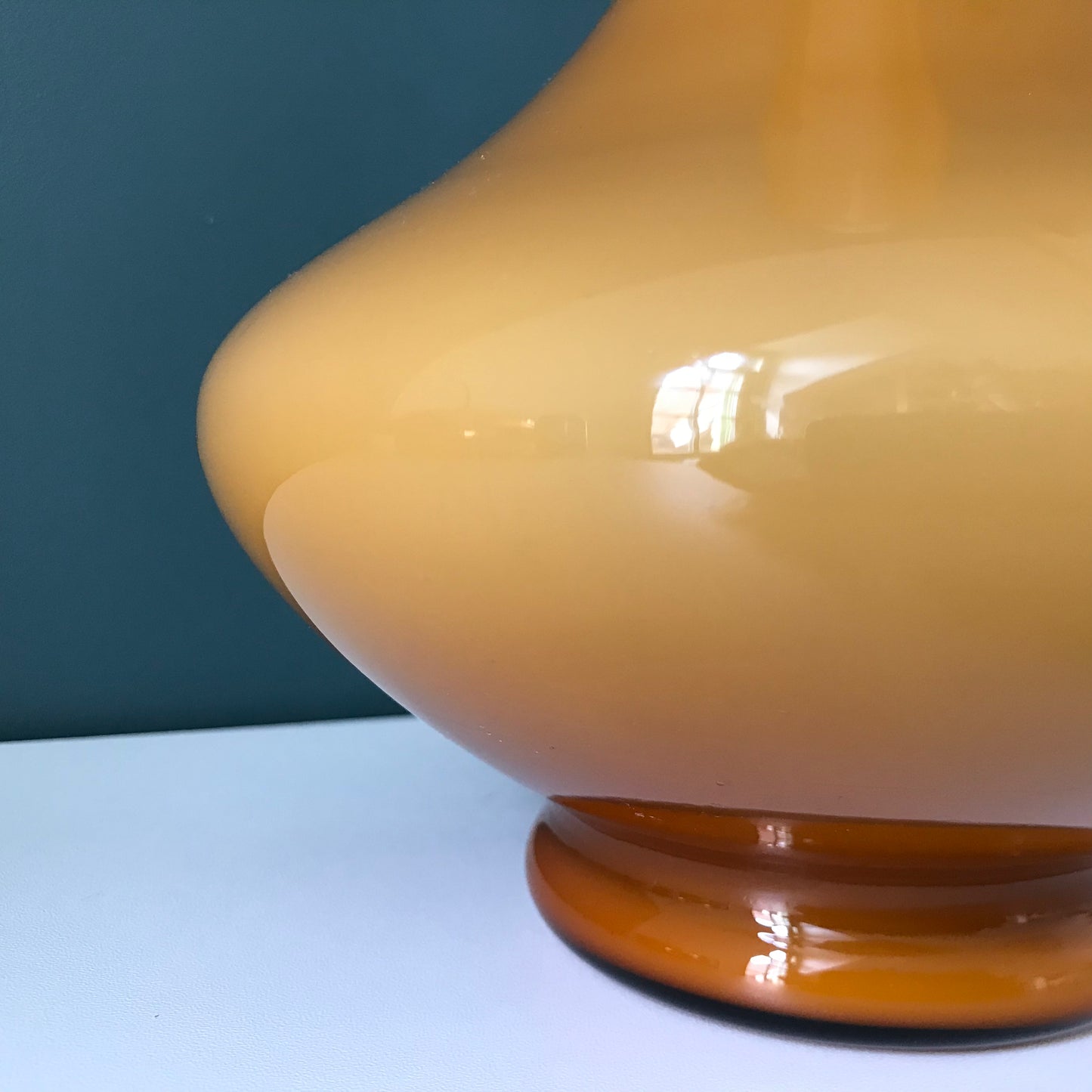 Vintage Yellow Glass Table Lamp Holmegaard Danish 1960s 1970s Scandinavian Italian Retro Vintage