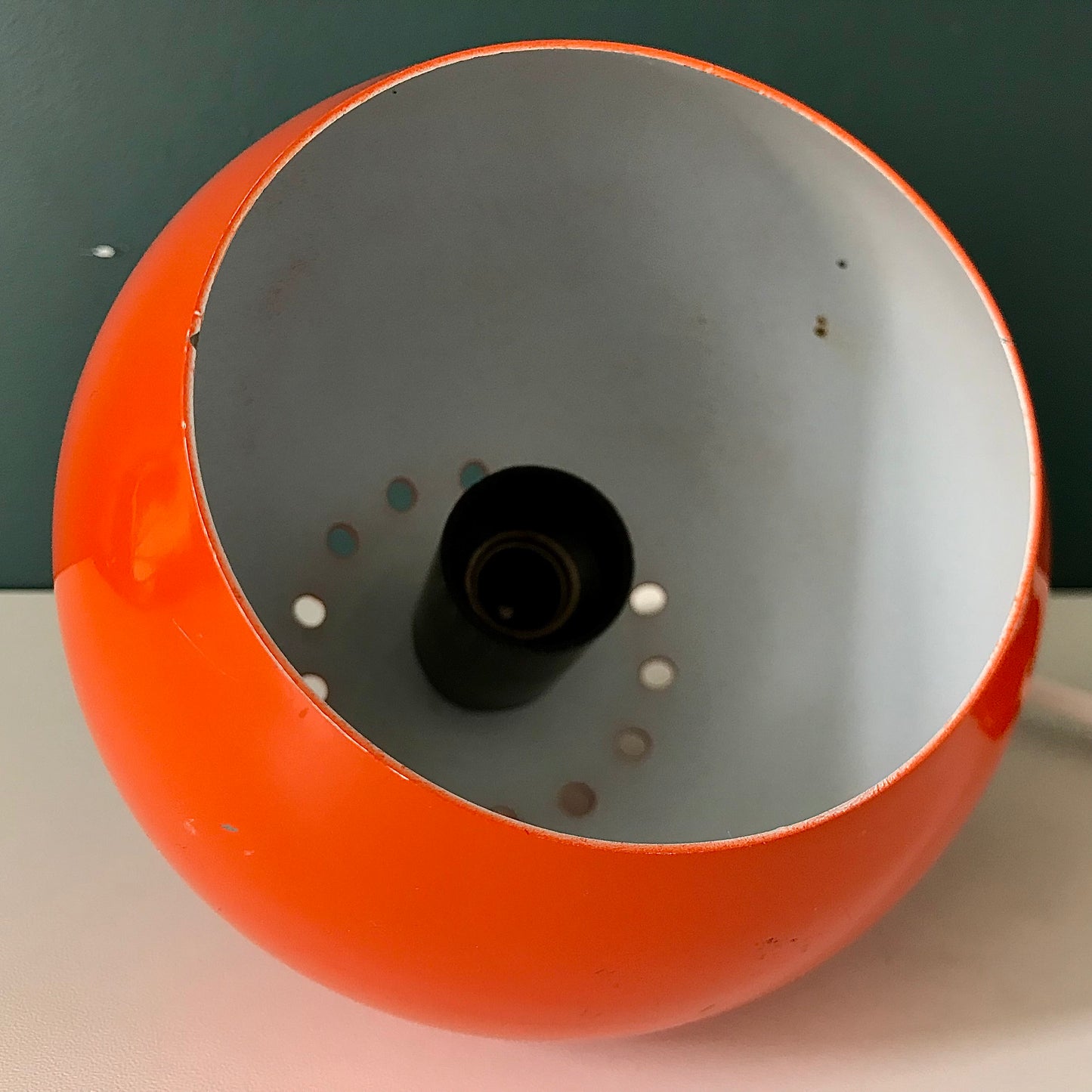 Vintage Orange Ball Table Wall Lamp Sconce Frandsen 1970s Retro Light Atomic Era