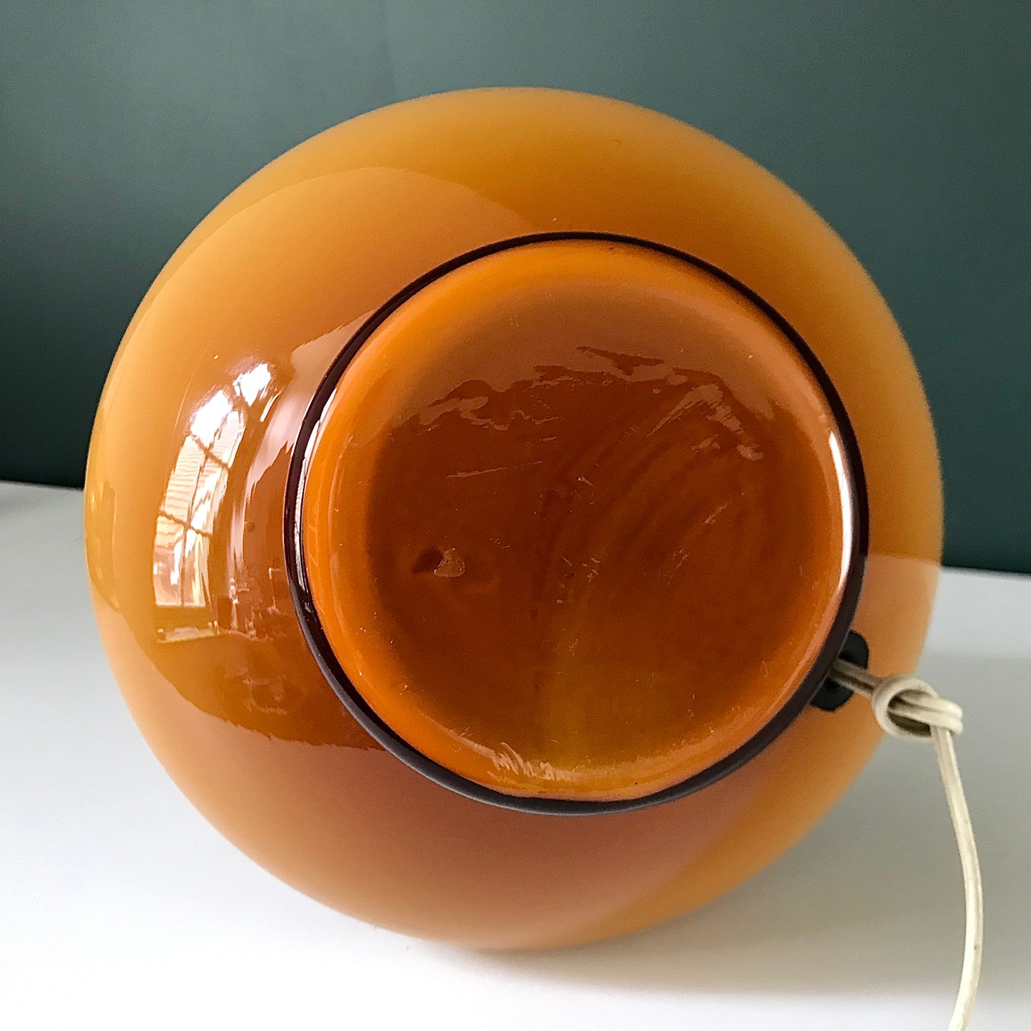 Vintage Yellow Glass Table Lamp Holmegaard Danish 1960s 1970s Scandinavian Italian Retro Vintage