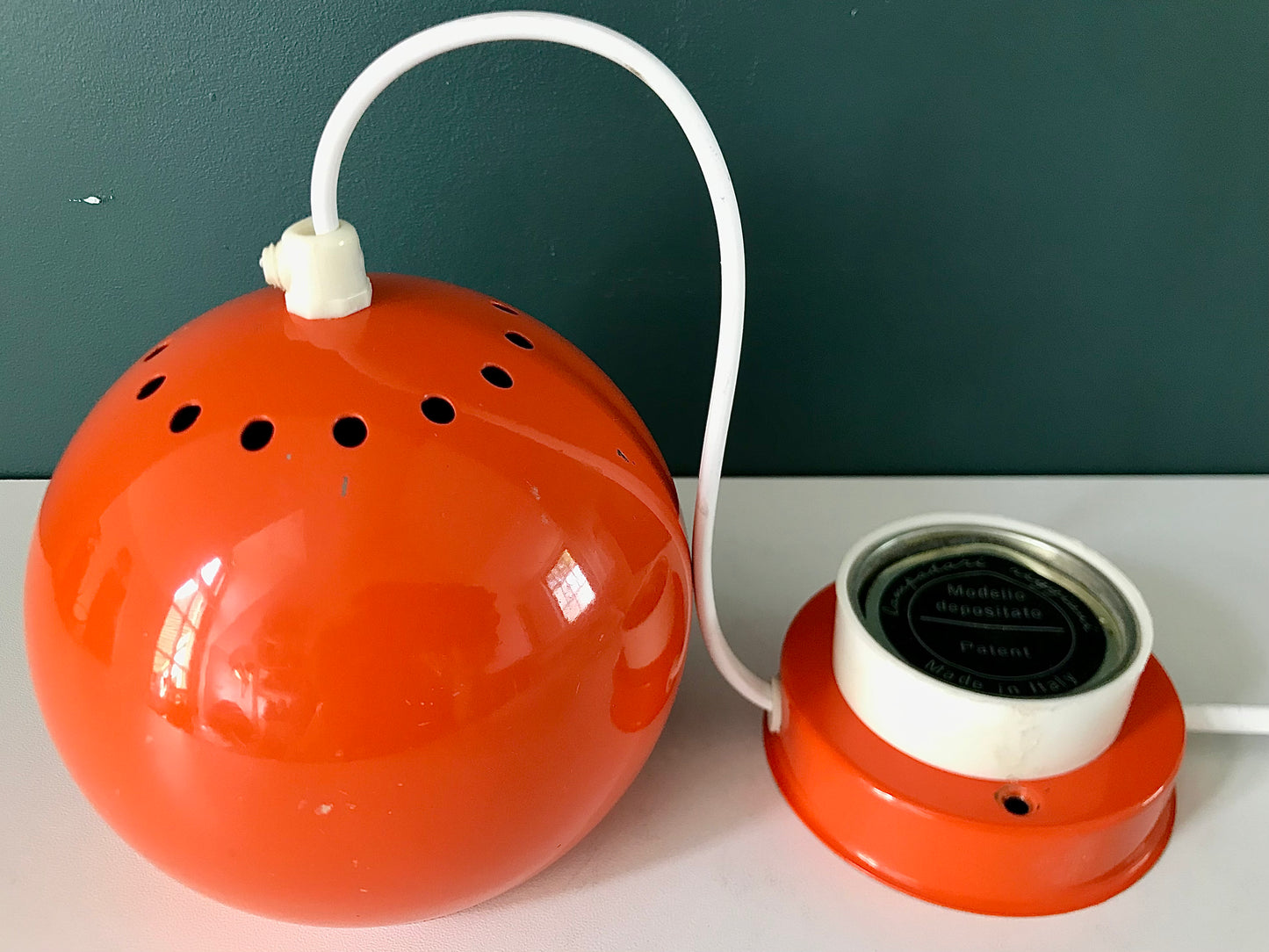 Vintage Orange Ball Table Wall Lamp Sconce Frandsen 1970s Retro Light Atomic Era