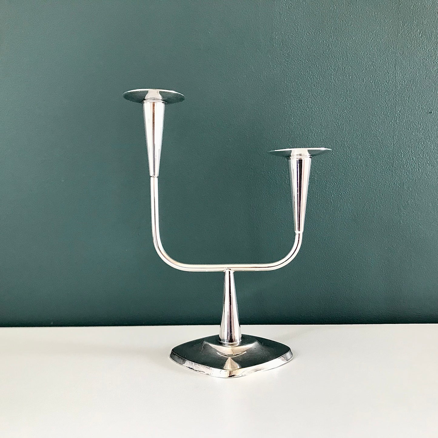 Vintage Danish Silver Candle Holder Candleabra Modernist 1950s 1960s Berg