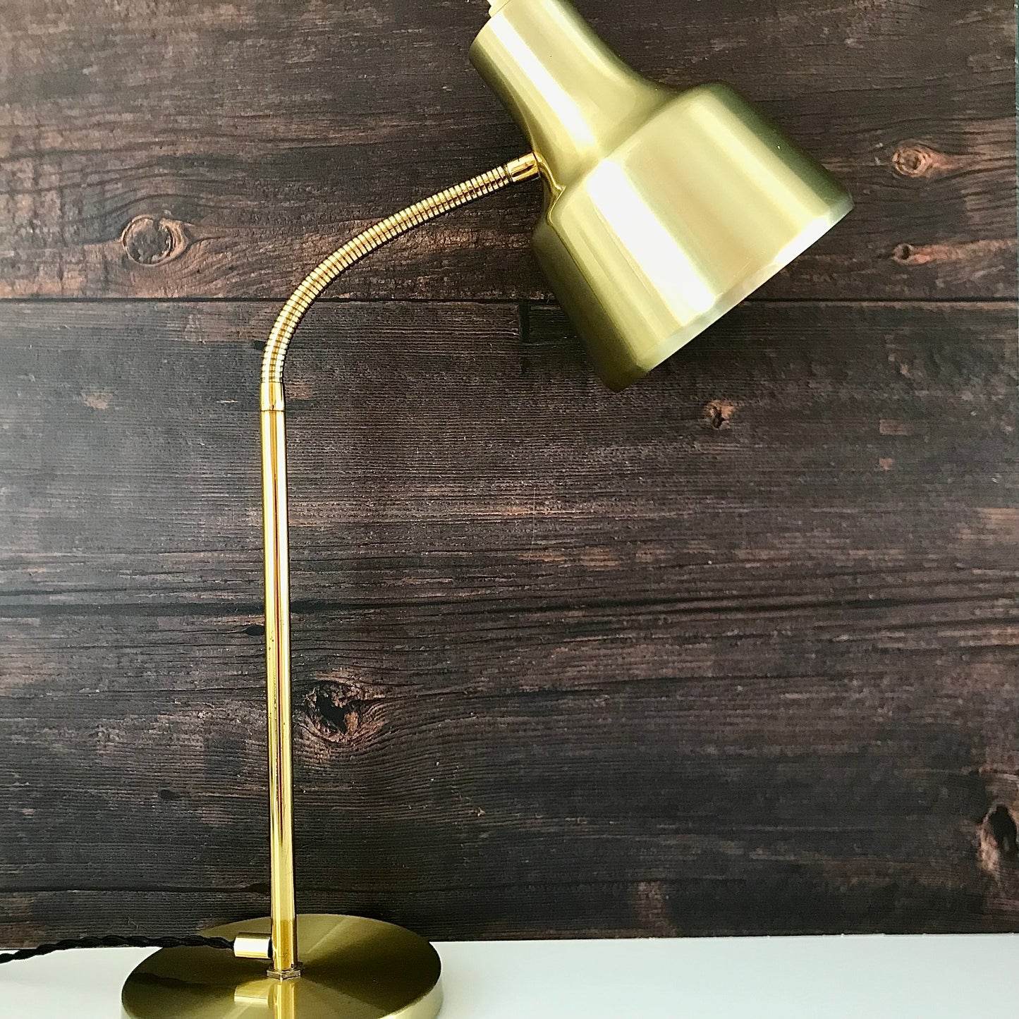 Vintage Danish Brass Desk Office Lamp Retro Gold Design 1960s 1970s