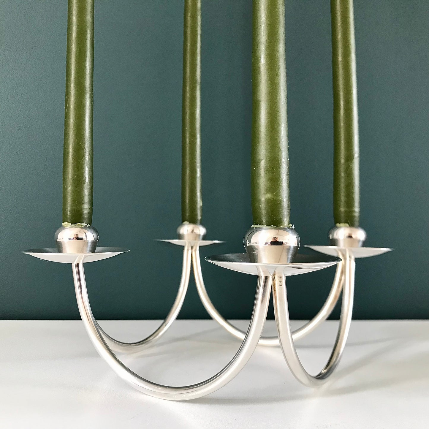 Vintage Danish Silver Candle Holder Candleabra Modernist 1950s 1960s Berg