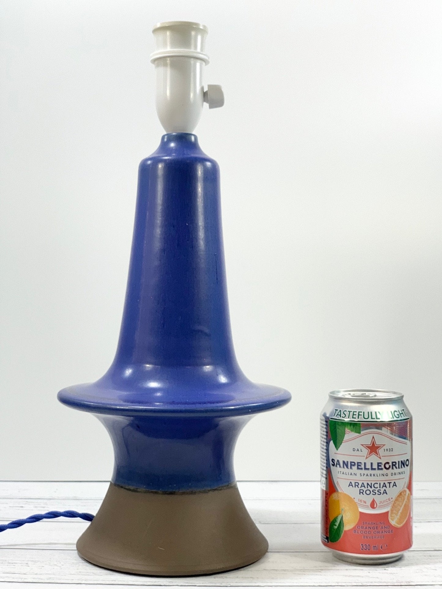 Danish Haresfur Pottery Blue UFO Table Lamp Palshus Ceramic Vintage Scandinavian Lighting Retro Atomic Era Design - Scandiwegians