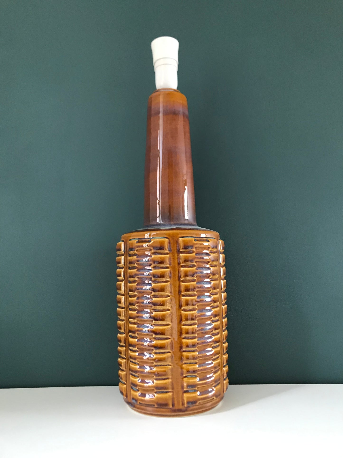 HUGE Soholm Pottery Amber Purple Danish Table Lamp 1960s Retro Scandinavian Light 1023