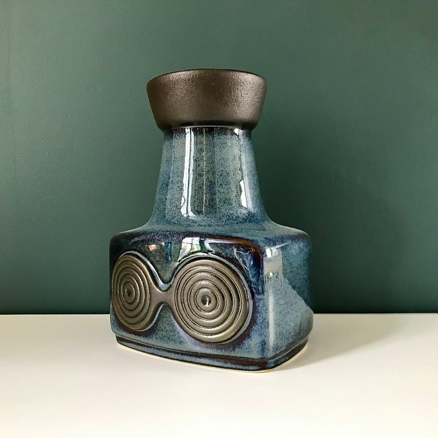 Soholm Pottery Blue Danish Ceramic Vase Vintage 1960s Retro Scandinavian 3453
