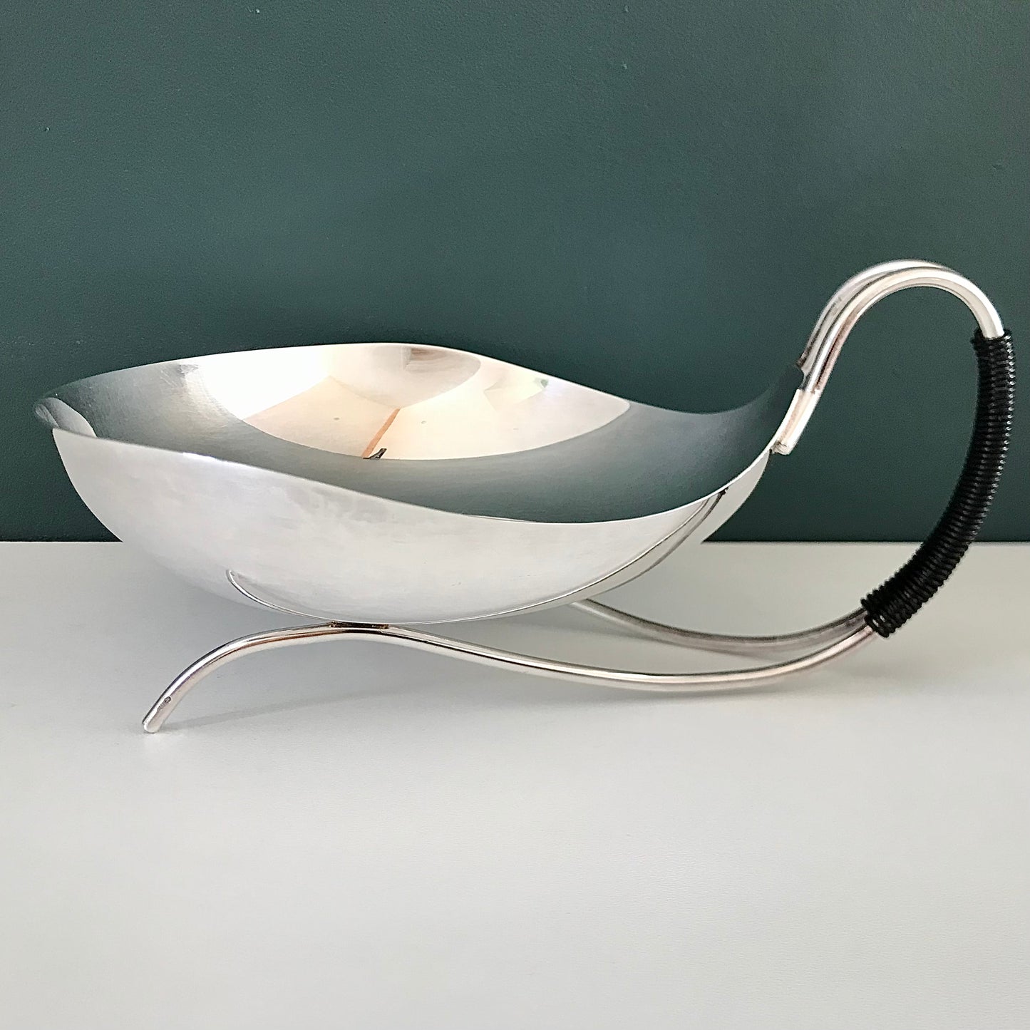 Vintage Deco Style Danish Silver Rattan Dish