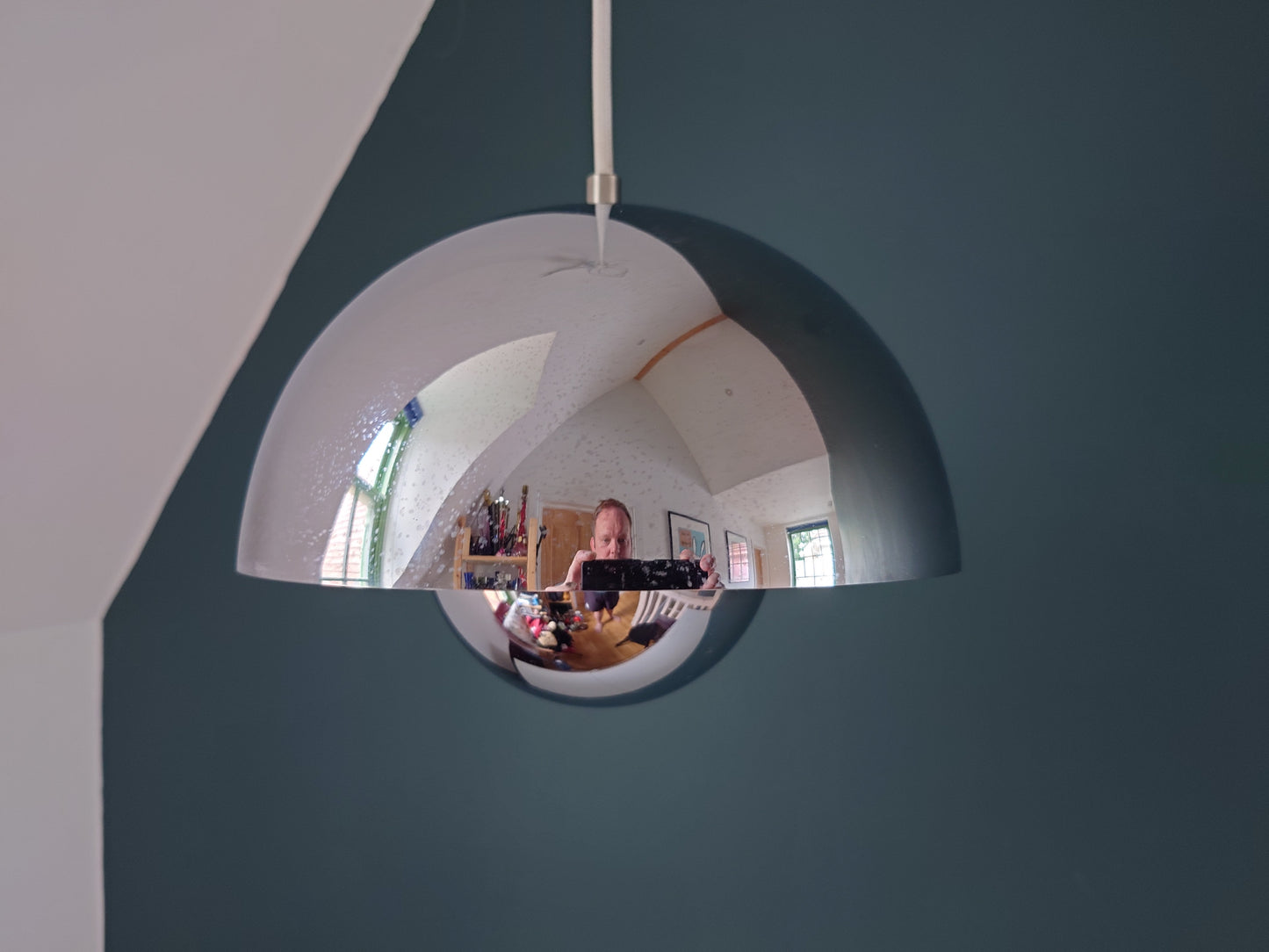 Original Verner Panton Flowerpot Danish Pendant Lamp VP1 Chrome Ceiling Light